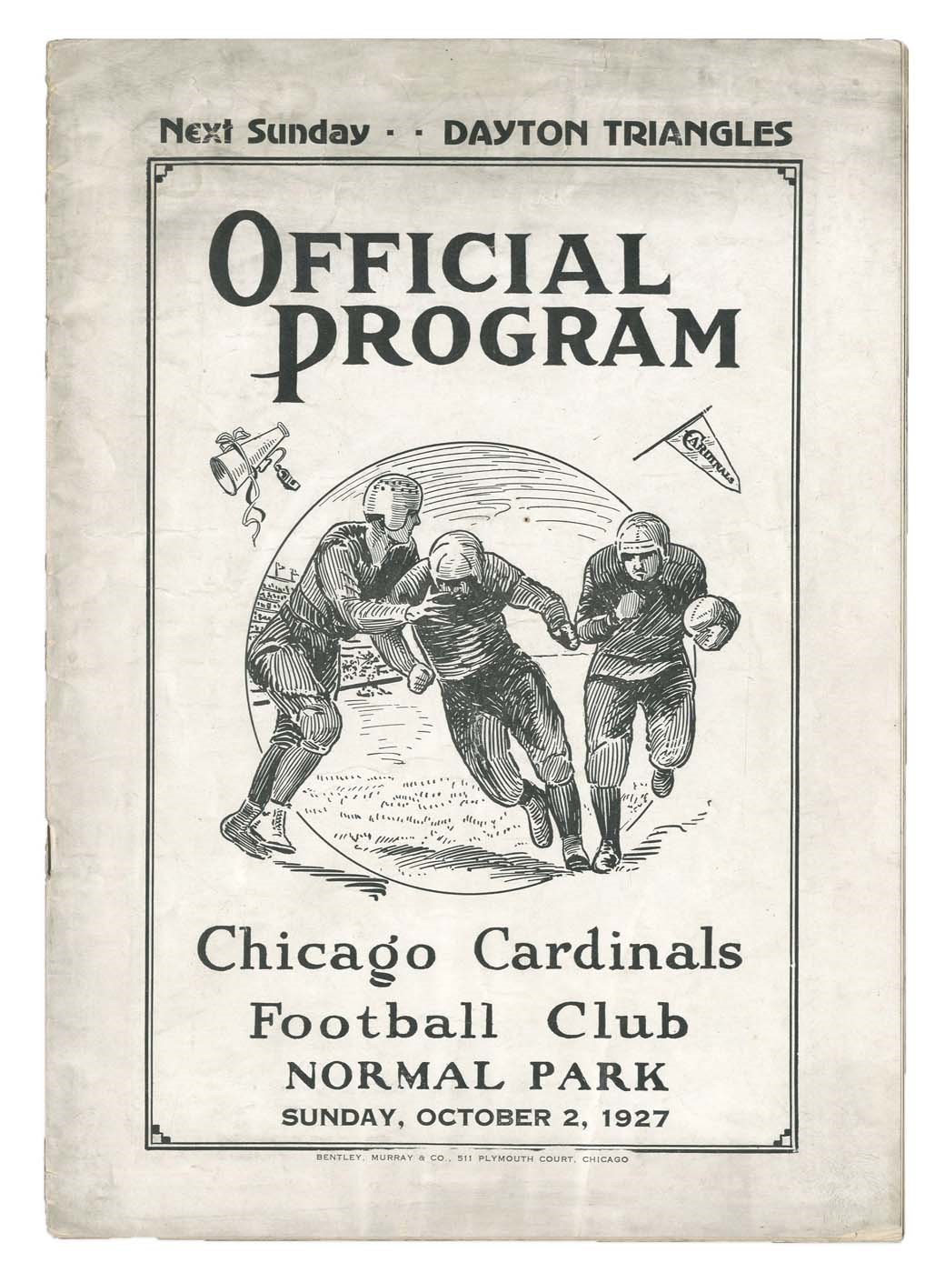 1927 Pottsville Maroons at Chicago Cardinals Football Program