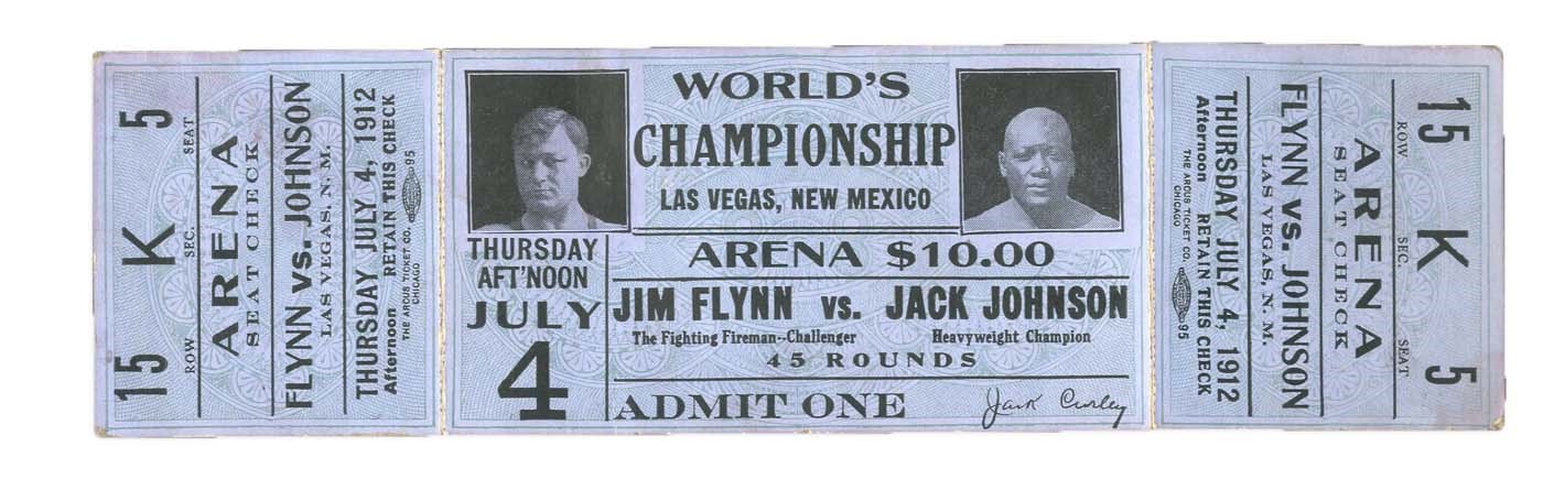 Muhammad Ali & Boxing - Jack Johnson v. "Fireman" Jim Flynn Full Ticket (1912)