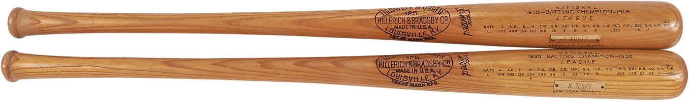 Baseball Equipment - Vintage Terry & Wheat National League Batting Champions Bats