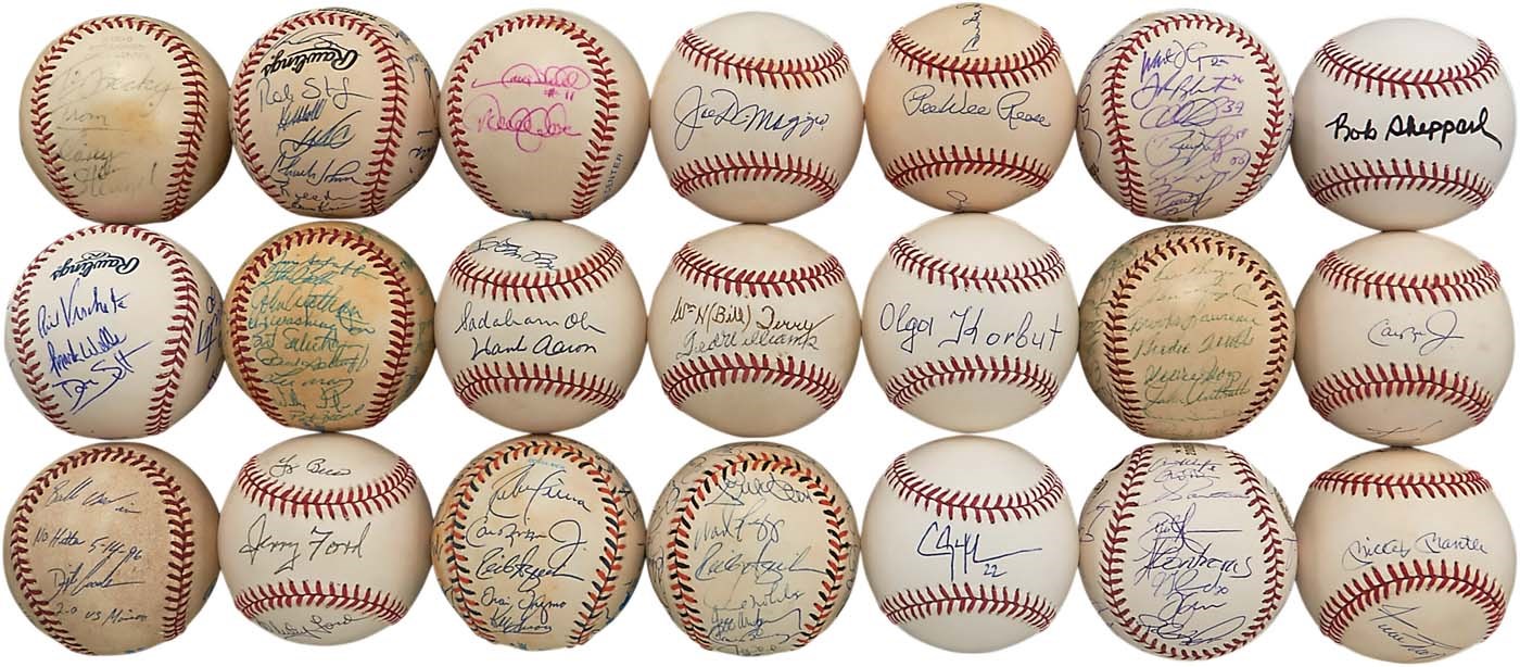 Baseball Autographs - Nice Signed Baseball Collection w/World Series Champs & All-Star Teams (70)