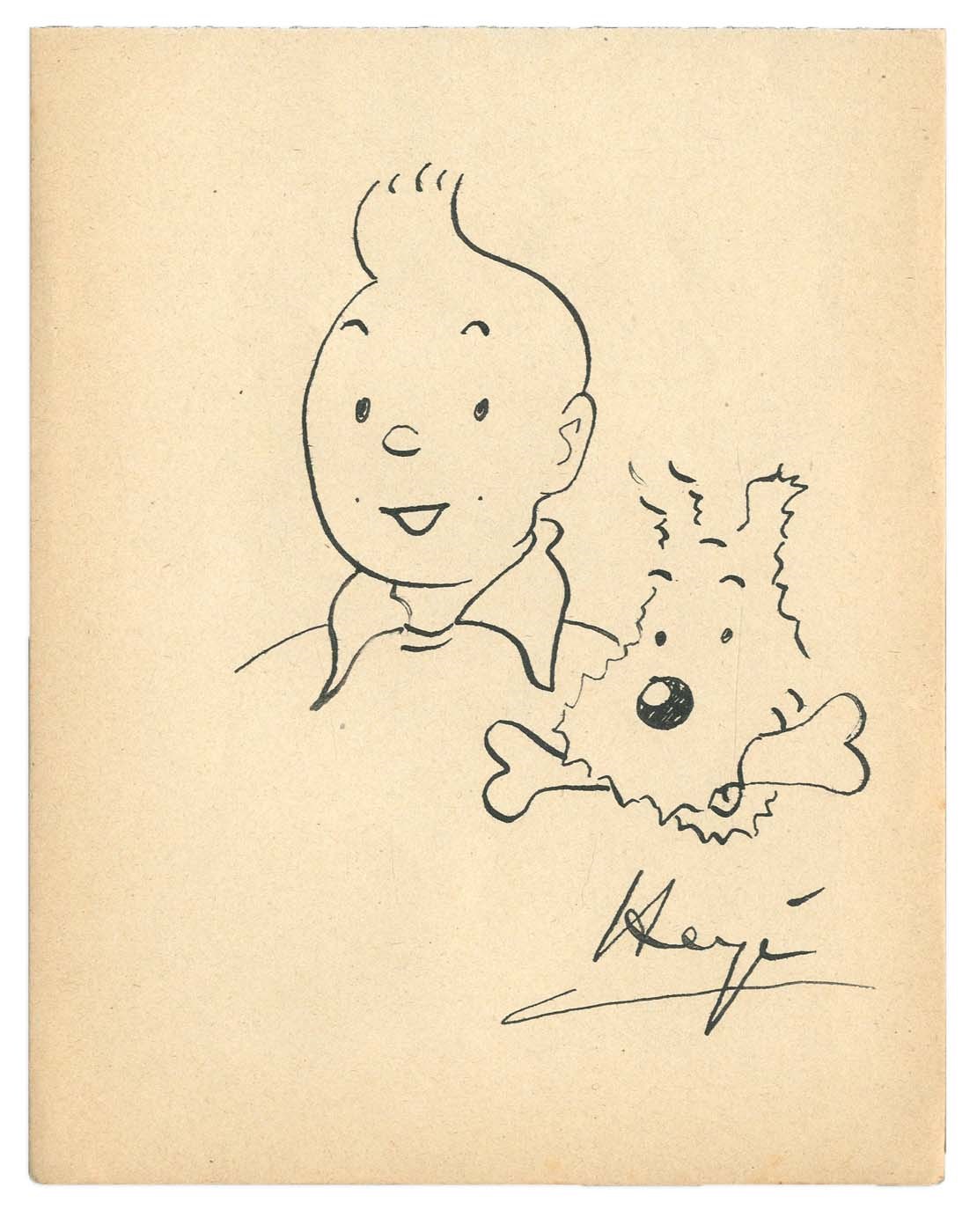 1960s Tintin & Snowy Sketch by Herge (PSA)