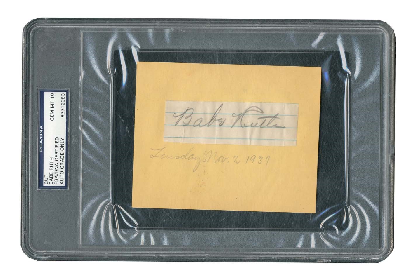 Ruth and Gehrig - 1937 Babe Ruth Signature (PSA GEM MINT 10)