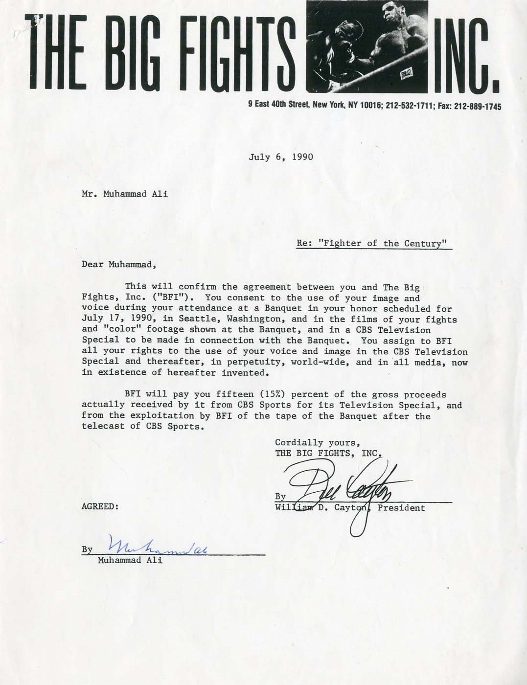Muhammad Ali & Boxing - Muhammad Ali and Bill Cayton Signed Contract (PSA)