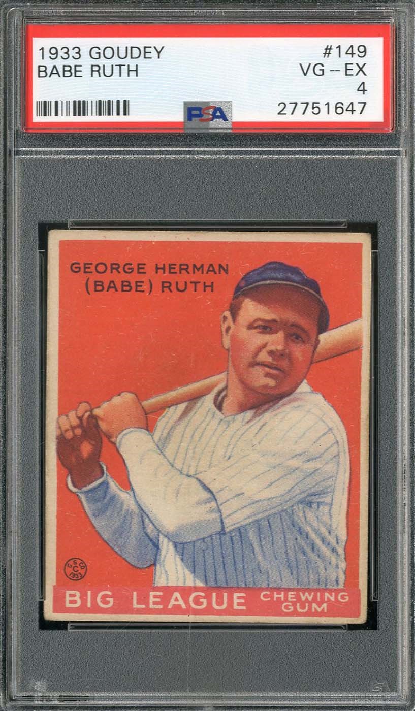 - 1933 Goudey #149 Babe Ruth - PSA VG-EX 4