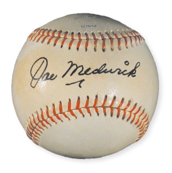 Single Signed Baseballs - Joe Medwick Single Signed Baseball