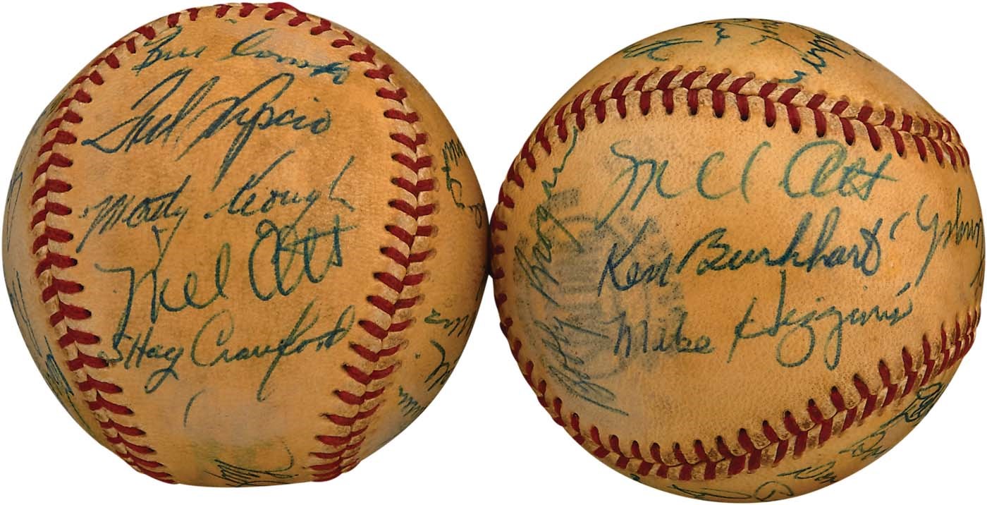 - 1950s Mel Ott Multi-Signed Baseballs (2) (PSA)