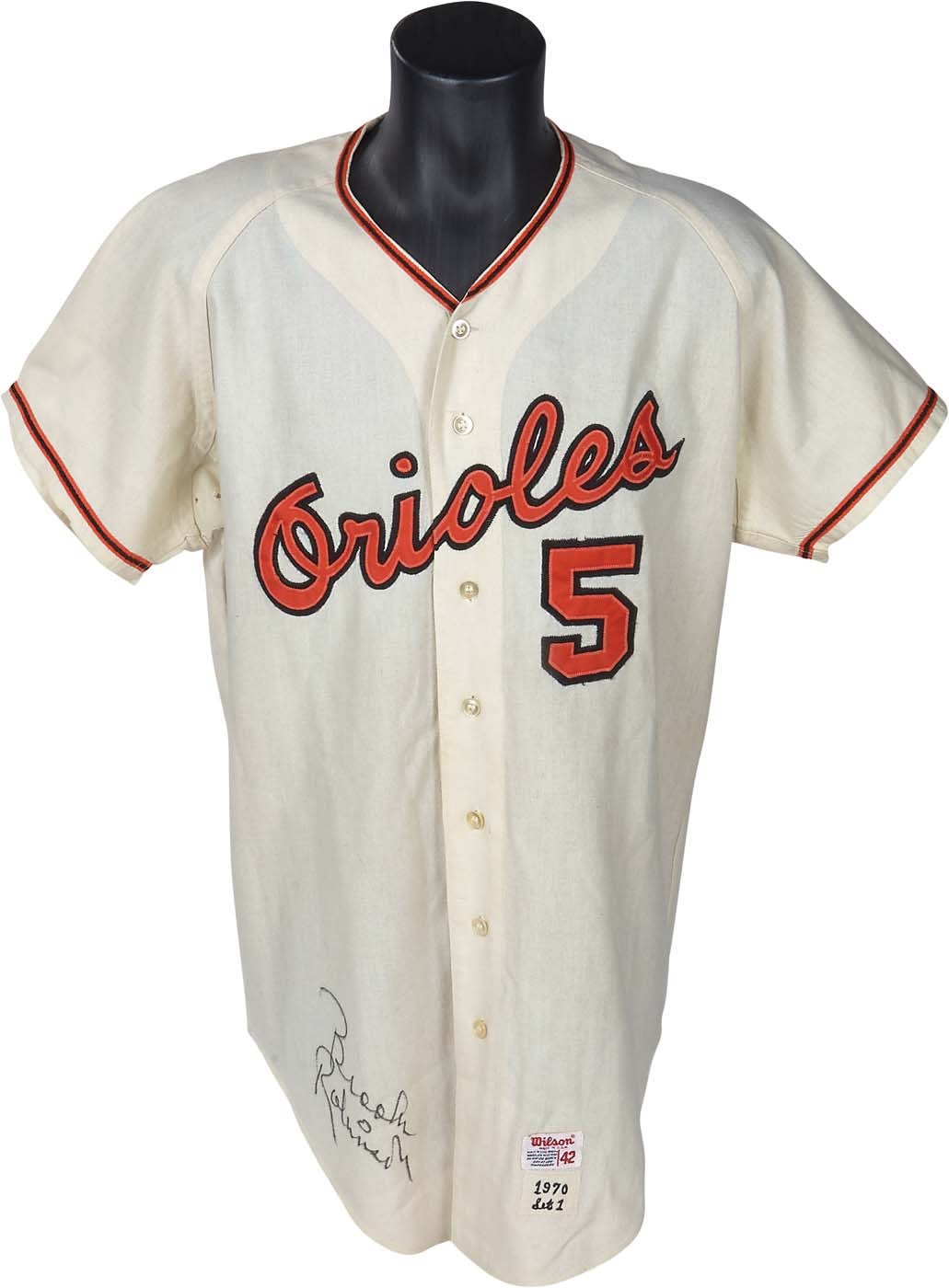 Baseball Equipment - 1970 World Series Brooks Robinson Baltimore Orioles Game Worn Jersey - Photo-Matched (MEARS 10)