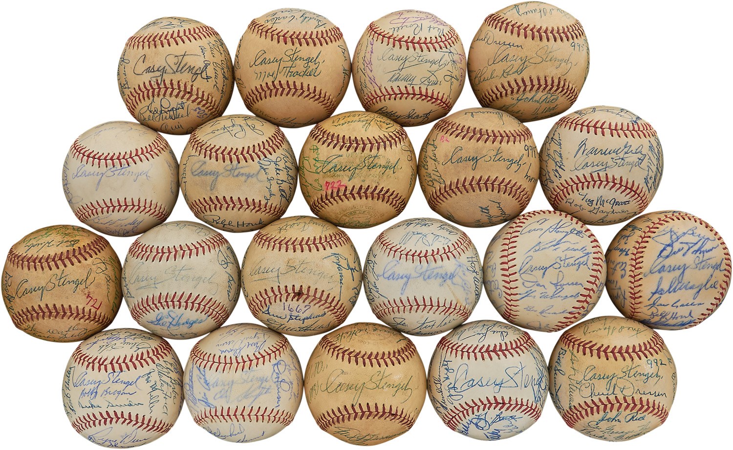 The John O'connor Signed Baseball Collection - 1940s-50s Yankees, HOF and All-Star Signed Baseballs ALL w/Casey Stengel (44)