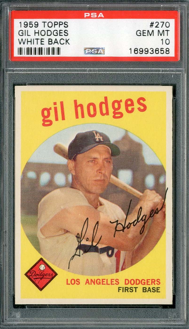 - 1959 Topps #270 Gil Hodges White Back - PSA GEM MINT 10 (1 of 1)