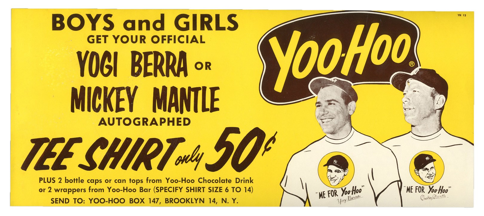 NY Yankees, Giants & Mets - High Grade 1950s Mickey Mantle & Yogi Berra Advertising Poster