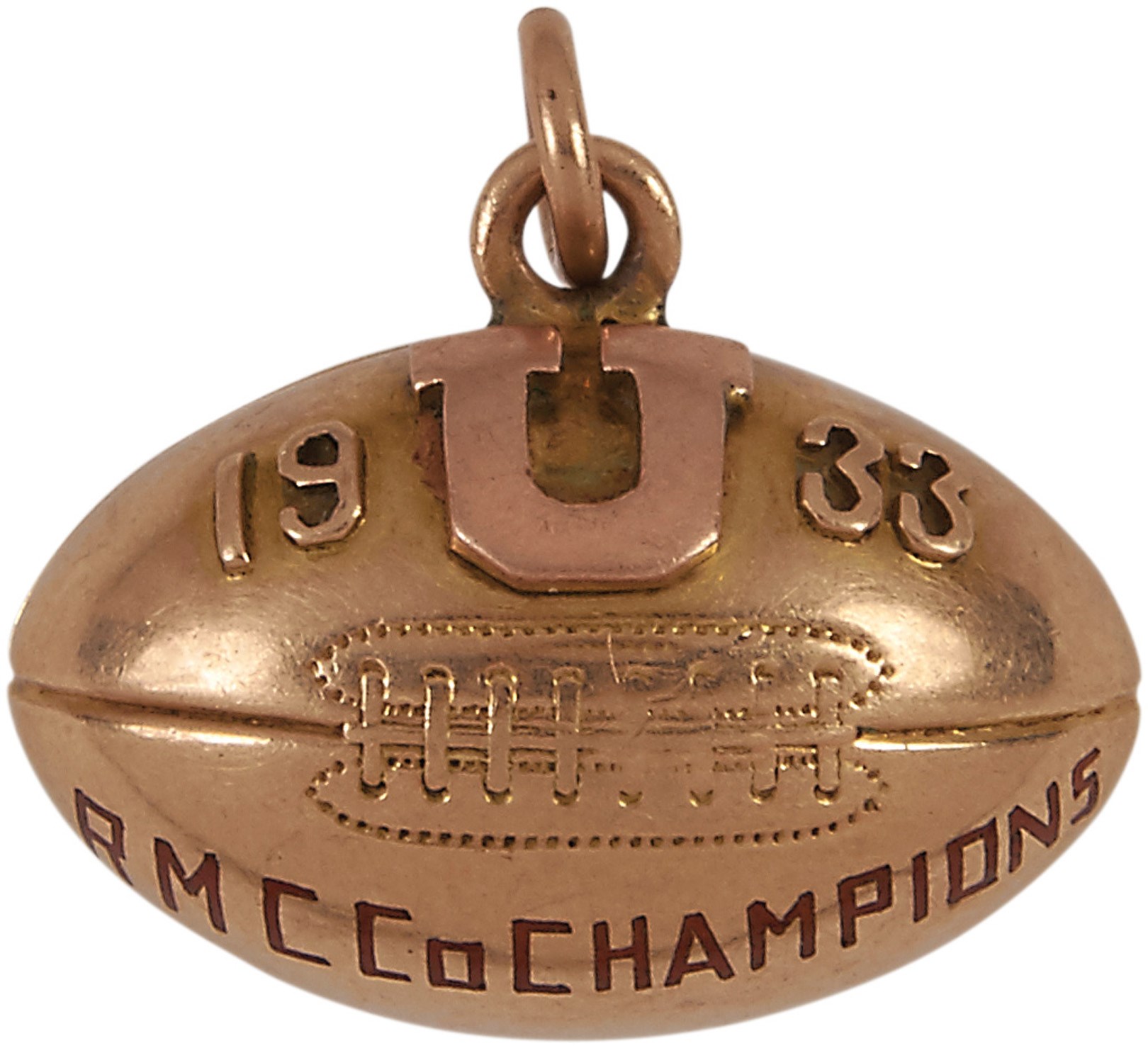 - 1933 Utah Utes Co-Championship Football Charm - Awarded to T. Swan