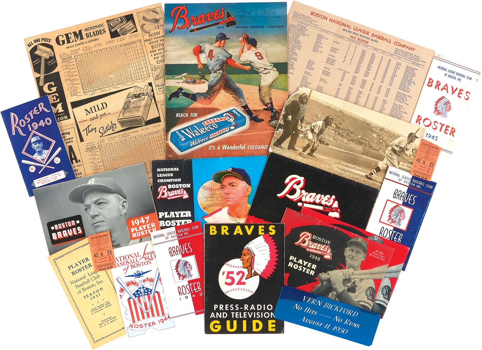 - 1935 Babe Ruth First Boston Braves Game Program & Other Great Braves Publications