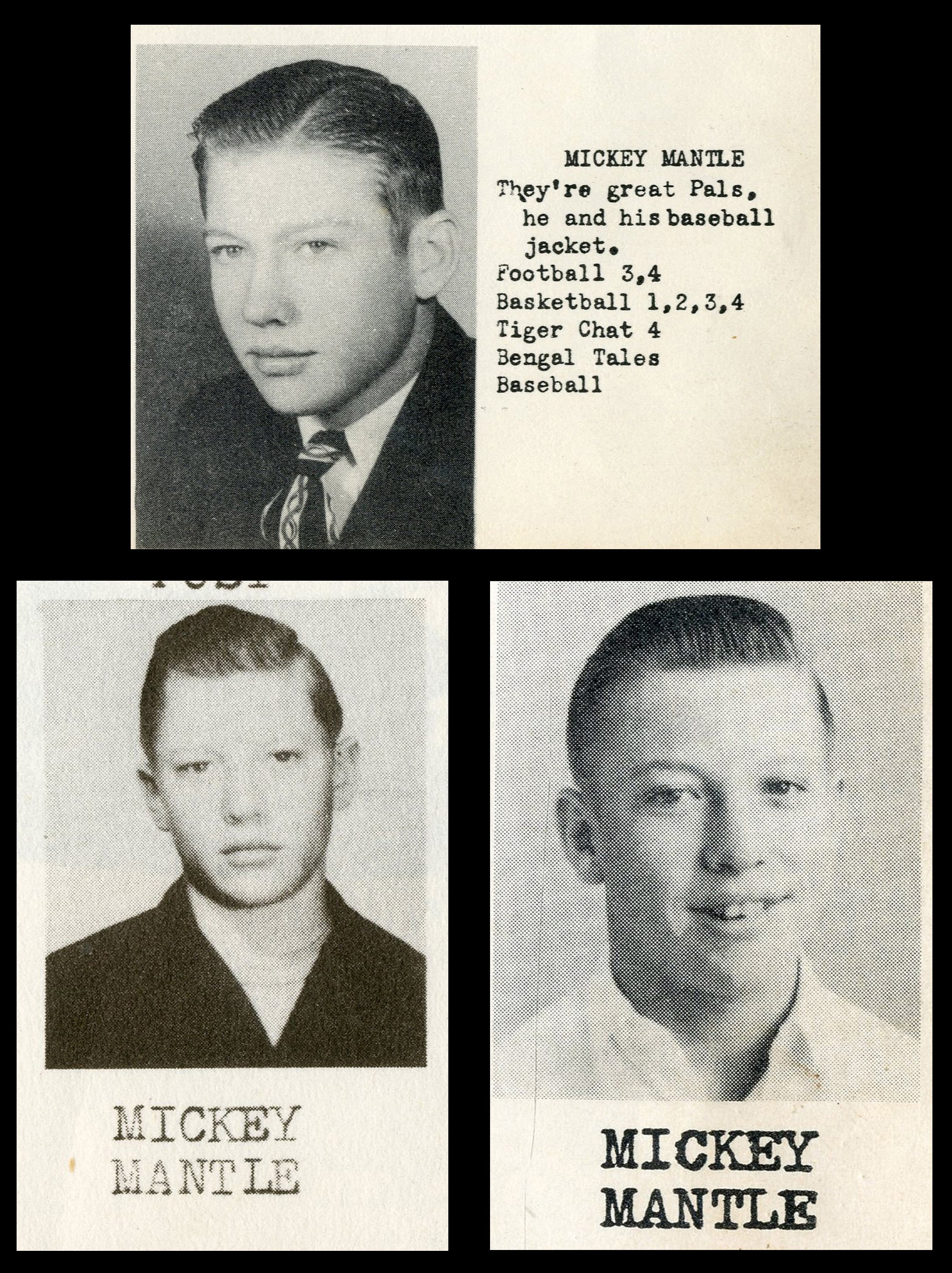 - 1947-49 Mickey Mantle High School Yearbook Near Complete Set (3)