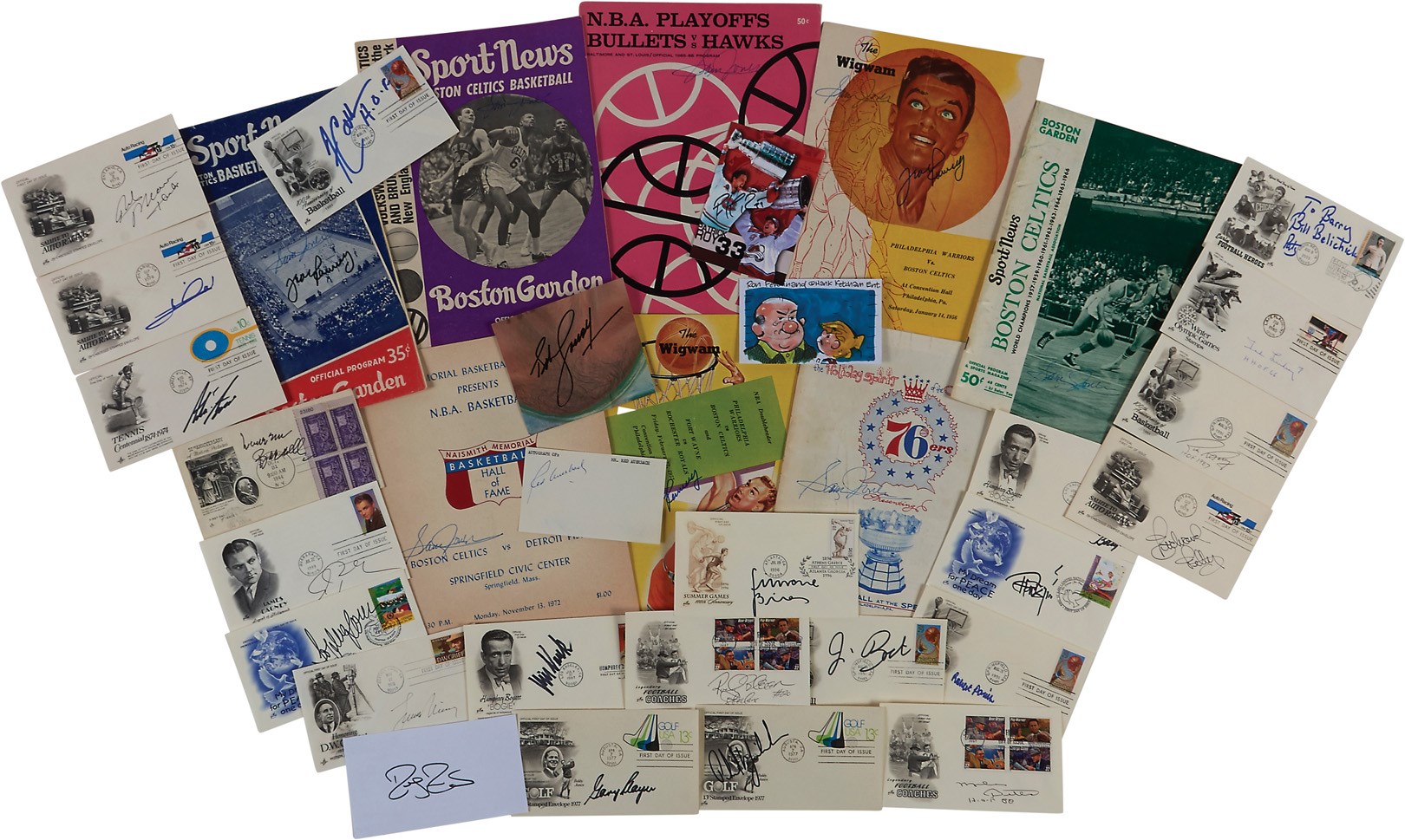 Massive Signed FDC Cachet & Vintage Celtics Program Collection with All Major Sports (400+)