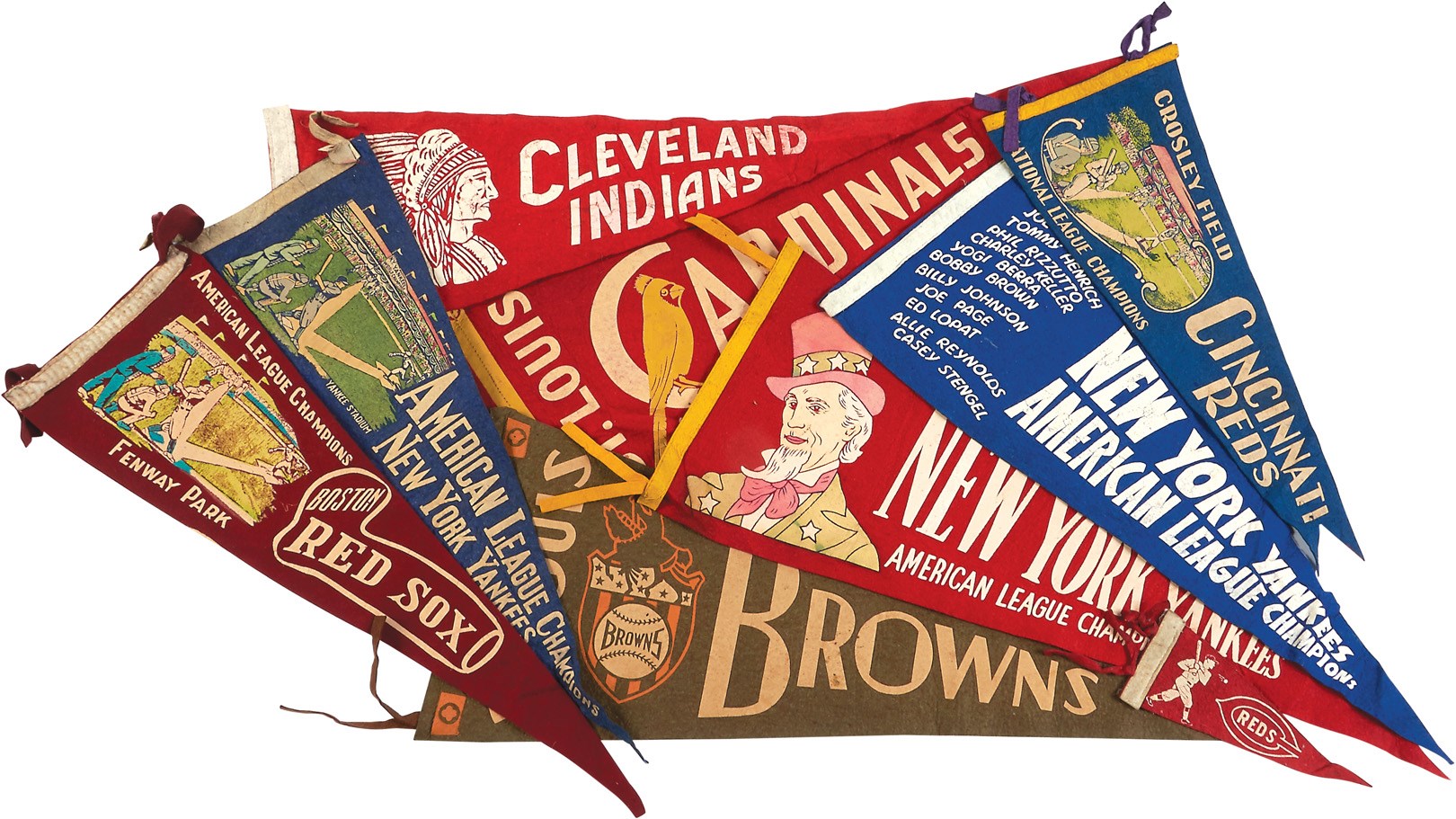 - 1930s-50s Baseball Pennant Collection with NY Yankees (9)