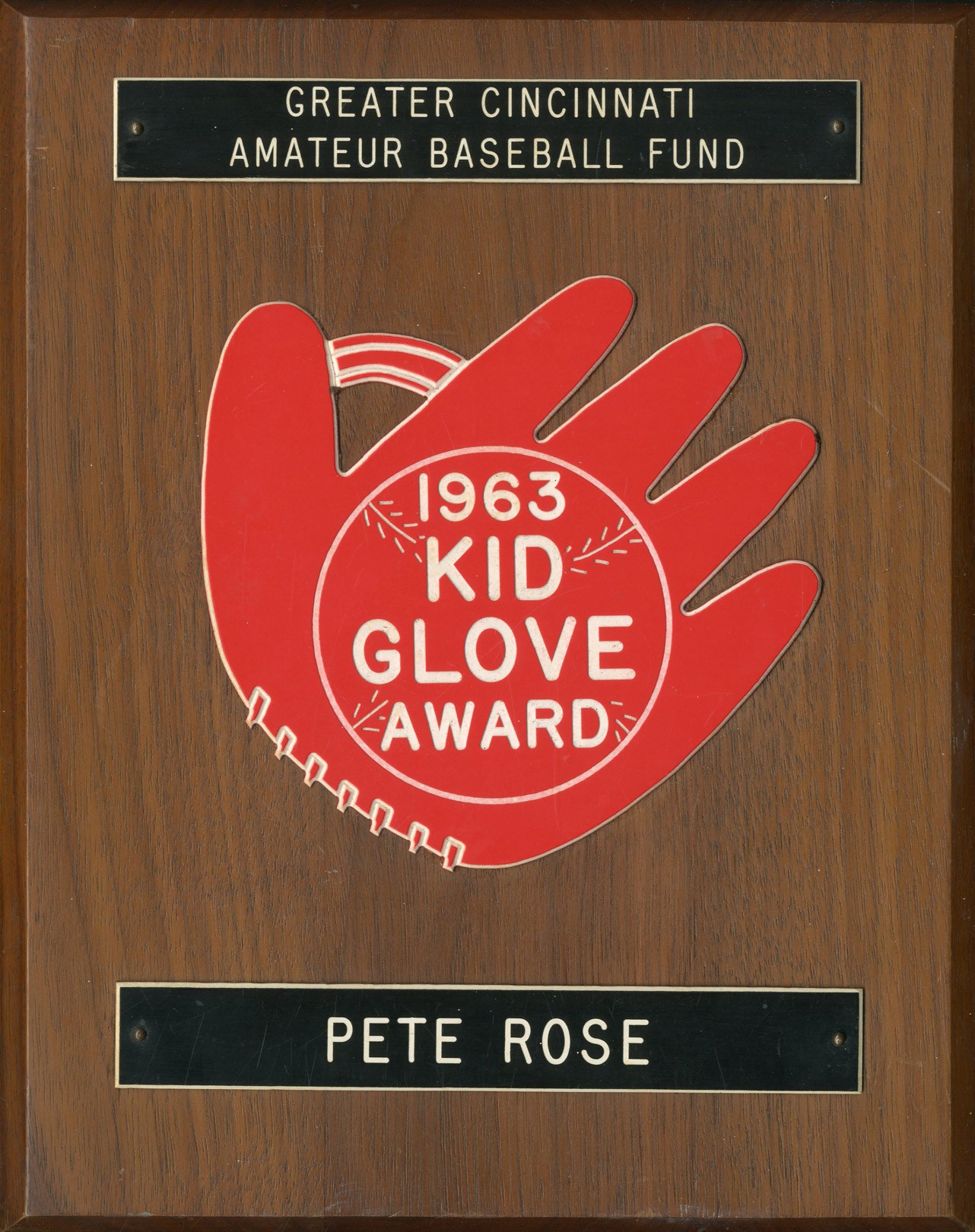 - 1963 Pete Rose Rookie Year Award Plaque