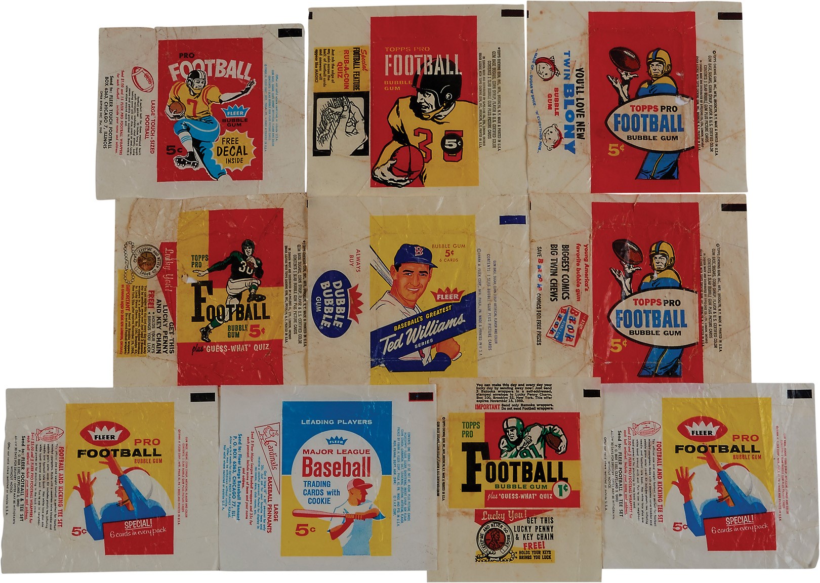 - 1950s Football and Ted Williams Wrappers (10)