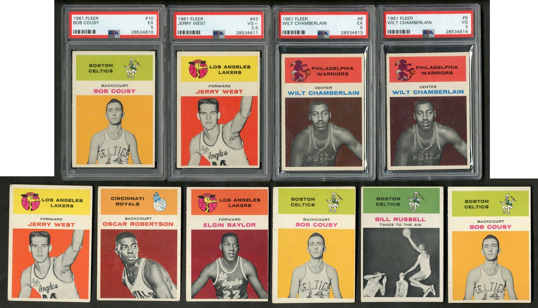 - 1961 Fleer Basketball Near-Complete Set & Duplicates with Two PSA Chamberlain Rookies