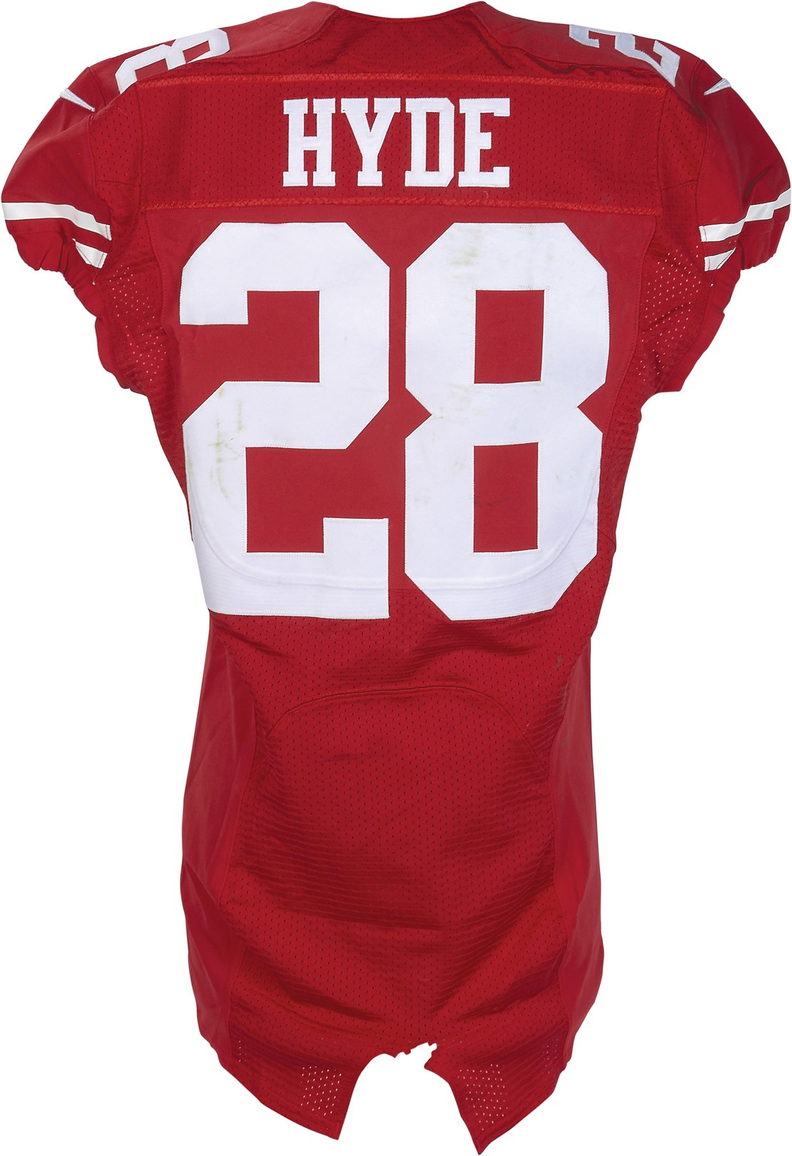 - 10/4/15 Carlos Hyde Game Worn Unwashed 49ers Jersey (NFL Auctions & Photo-Matched)
