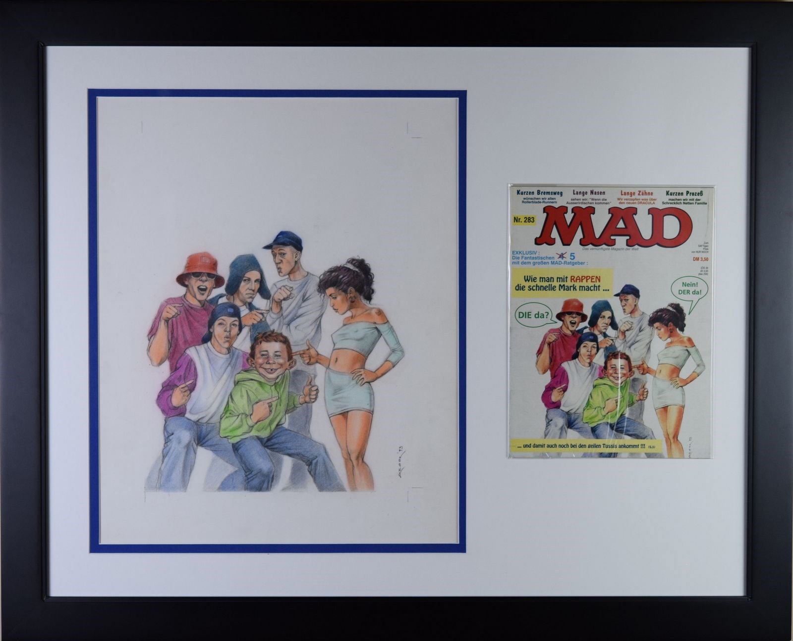- MAD Magazine Original Cover Art of German MAD #283 - Alfred E. Neuman as a Hip Hop Artist