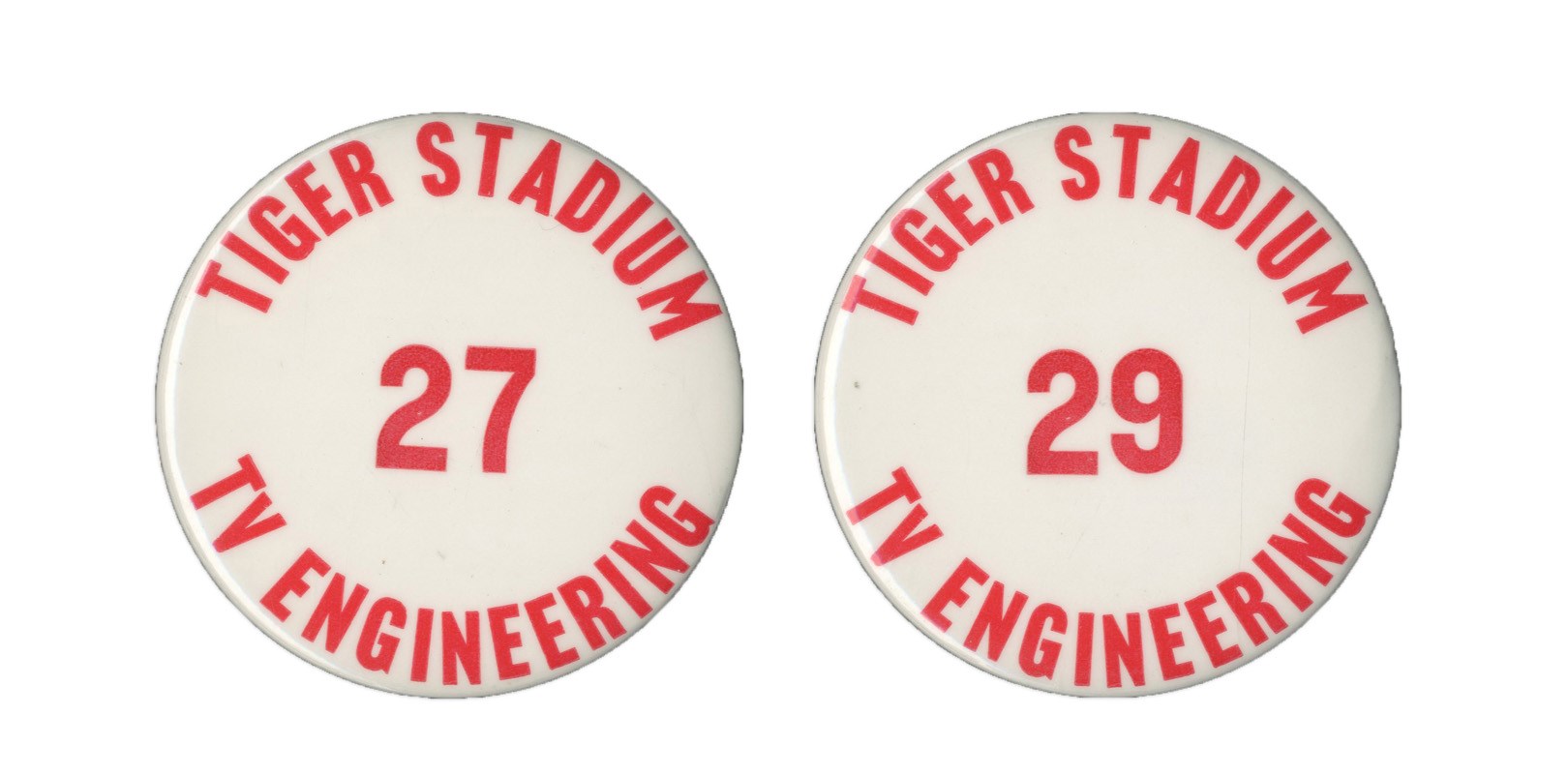- Early 1960s Tiger Stadium Celluloid Pins (2)