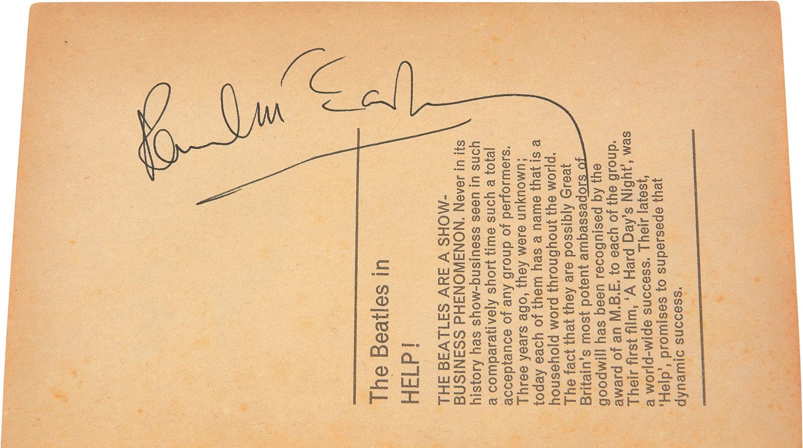 - 1965 Paul McCartney Signed Help! Book (SGC LOA)