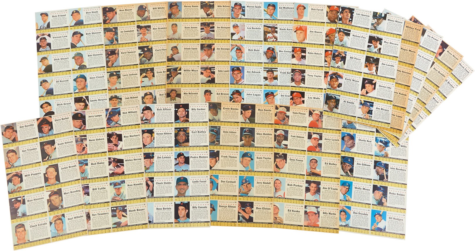1961 Post Cereal Team Sheets (Complete Set of 16 Uncut Sheets)