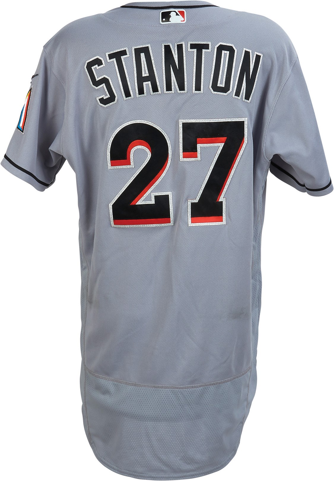 - 2017 MVP Giancarlo Stanton Game Worn Home Run #16 Jersey (MLB Auth. & Photo-Matched)