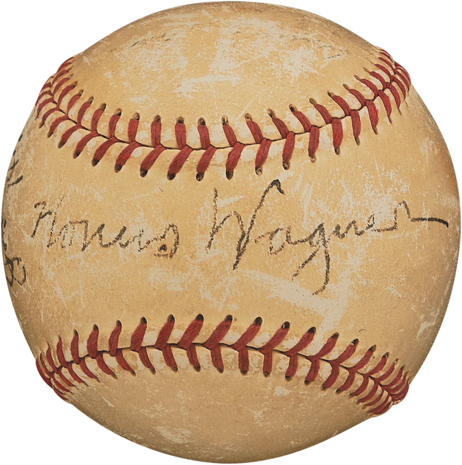 - 1950s Honus Wagner Multi-Signed Baseball with Great Display Quality (PSA)