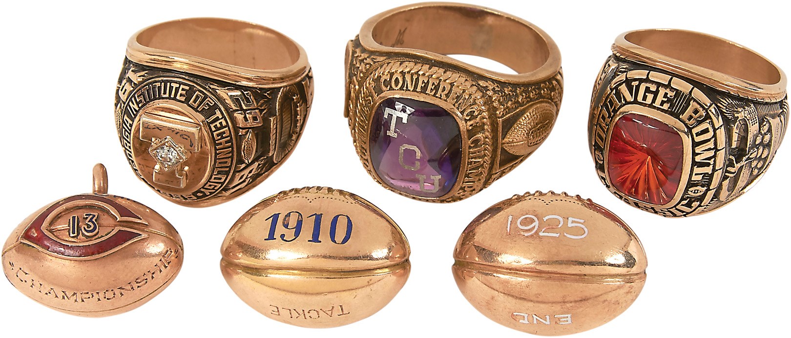 - 1910-80s College Football Bowl and Championship Rings & Pendants (6)