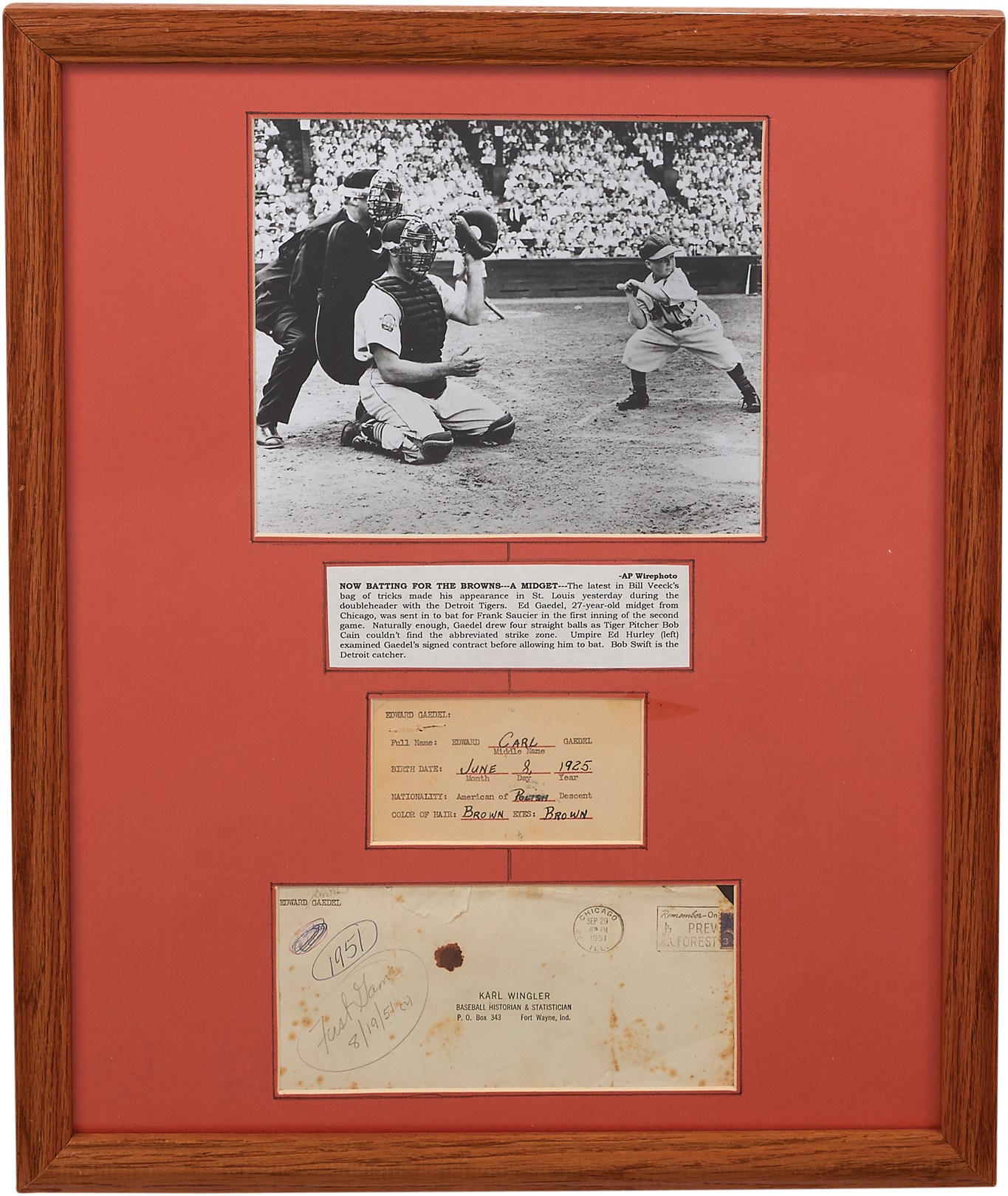 - 1951 Eddie Gaedel Handwritten Questionnaire - Month After Historic Plate Appearance (PSA)