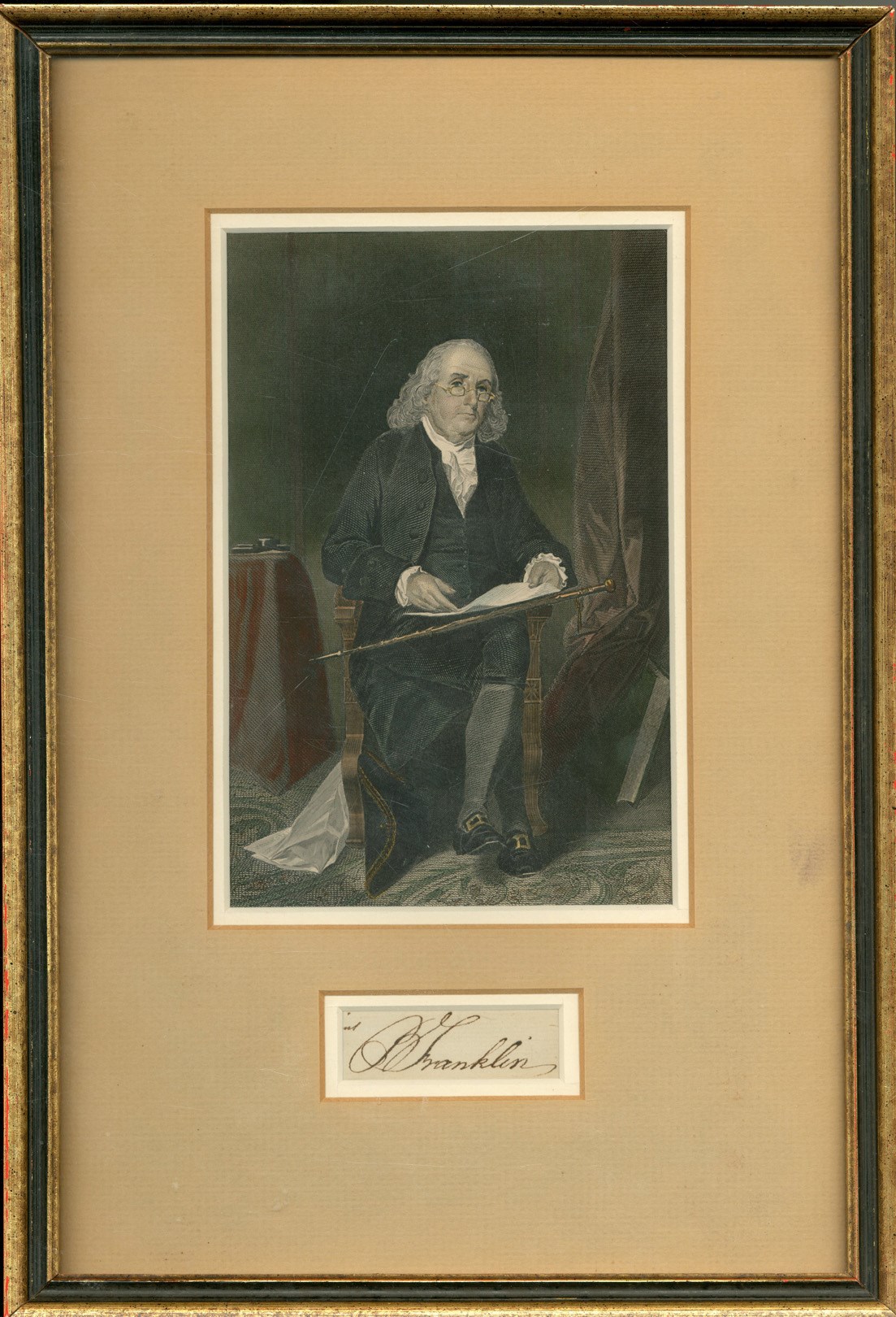 - Beautiful Benjamin Franklin Signature Display (PSA)