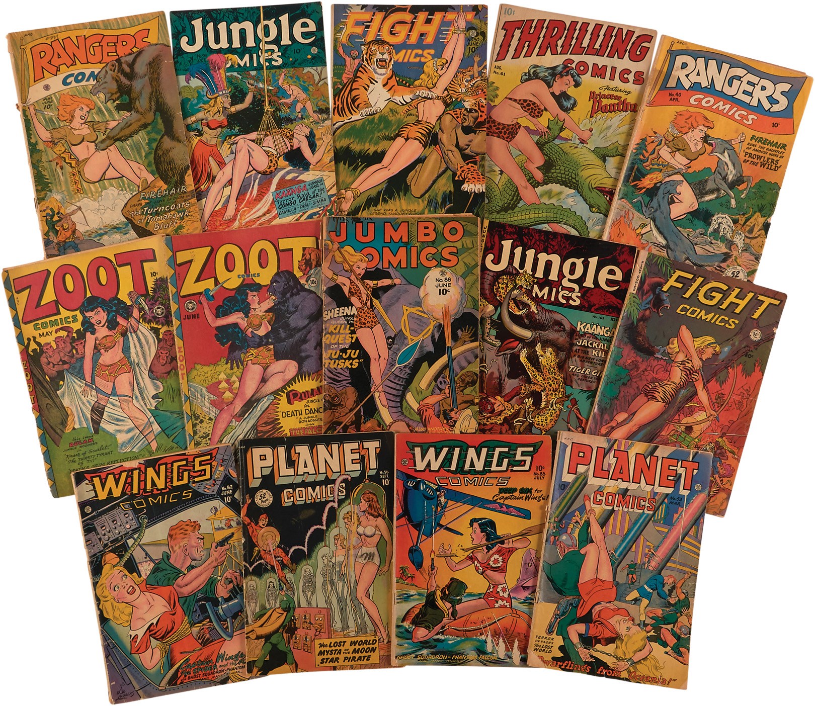 - 1940s Jungle comics w/(14) Good Girl art & Bondage
