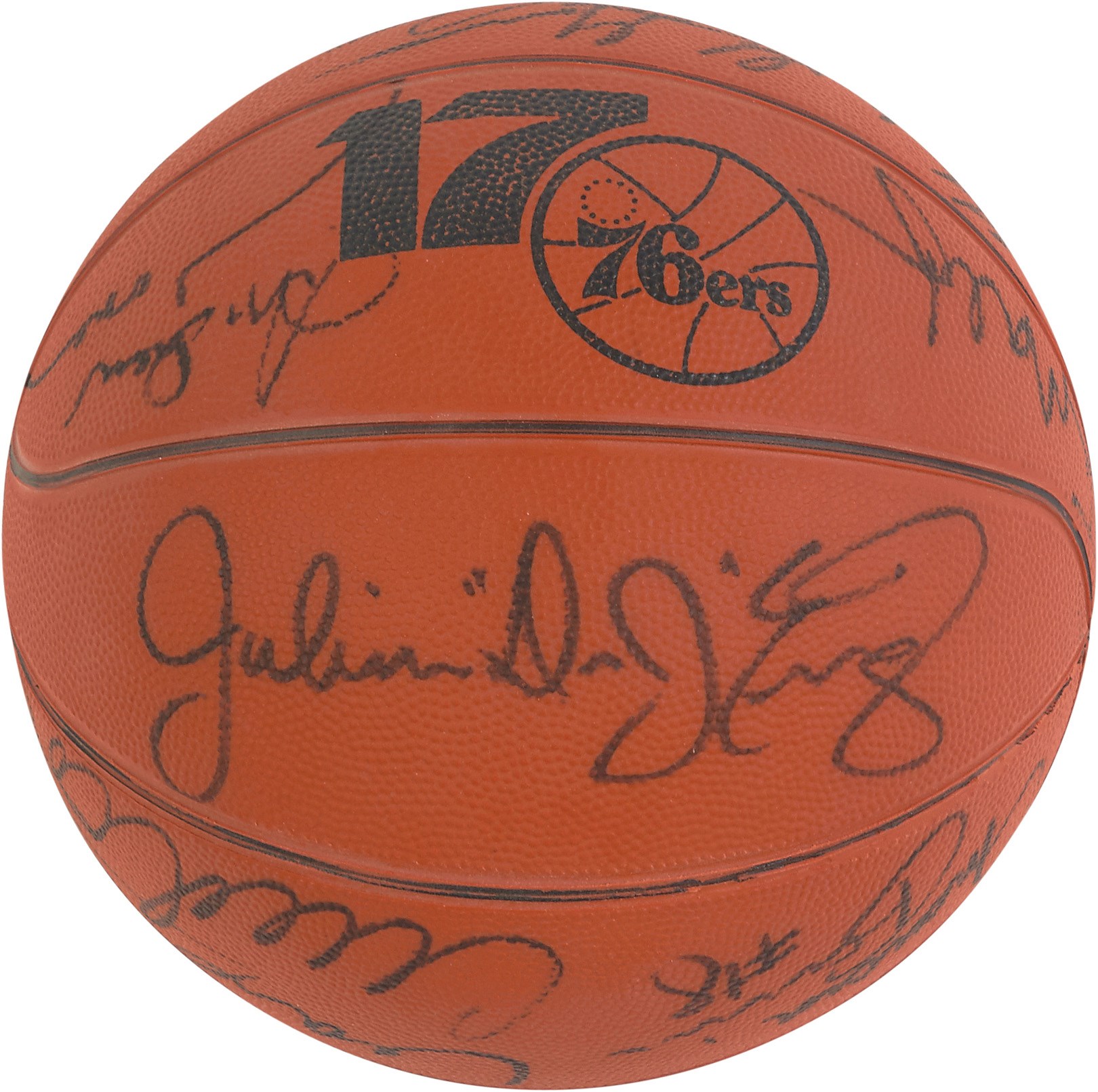 - 1982-83 World Championship Philadelphia 76ers Signed Basketball (TV Station Promo Prize)