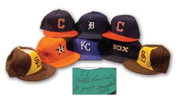 Baseball Equipment - Great Pitchers Game Worn Cap Collection (8)