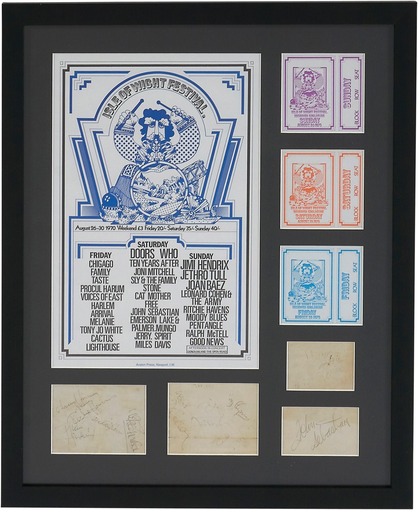 - 1970 Isle of Wight Autograph Sheets w/Jimi Hendrix Joined by The Who (Direct Provenance)