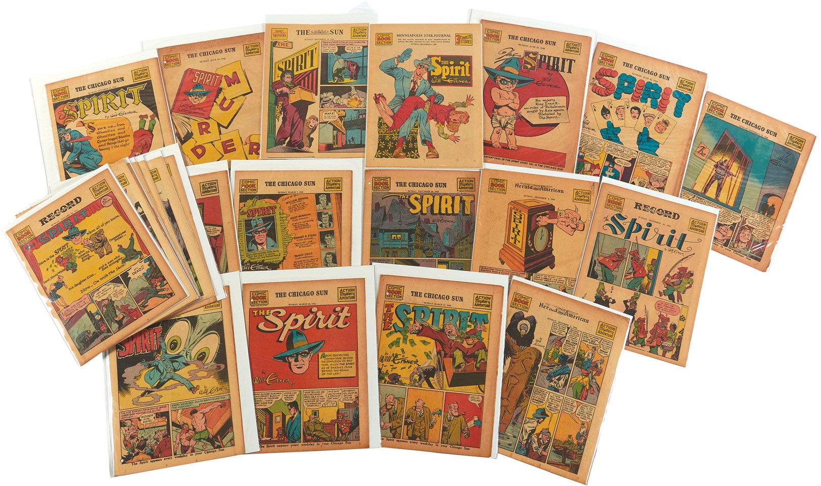 - 1940s "The Spirit" Newspaper Comic Book Section Collection (135)
