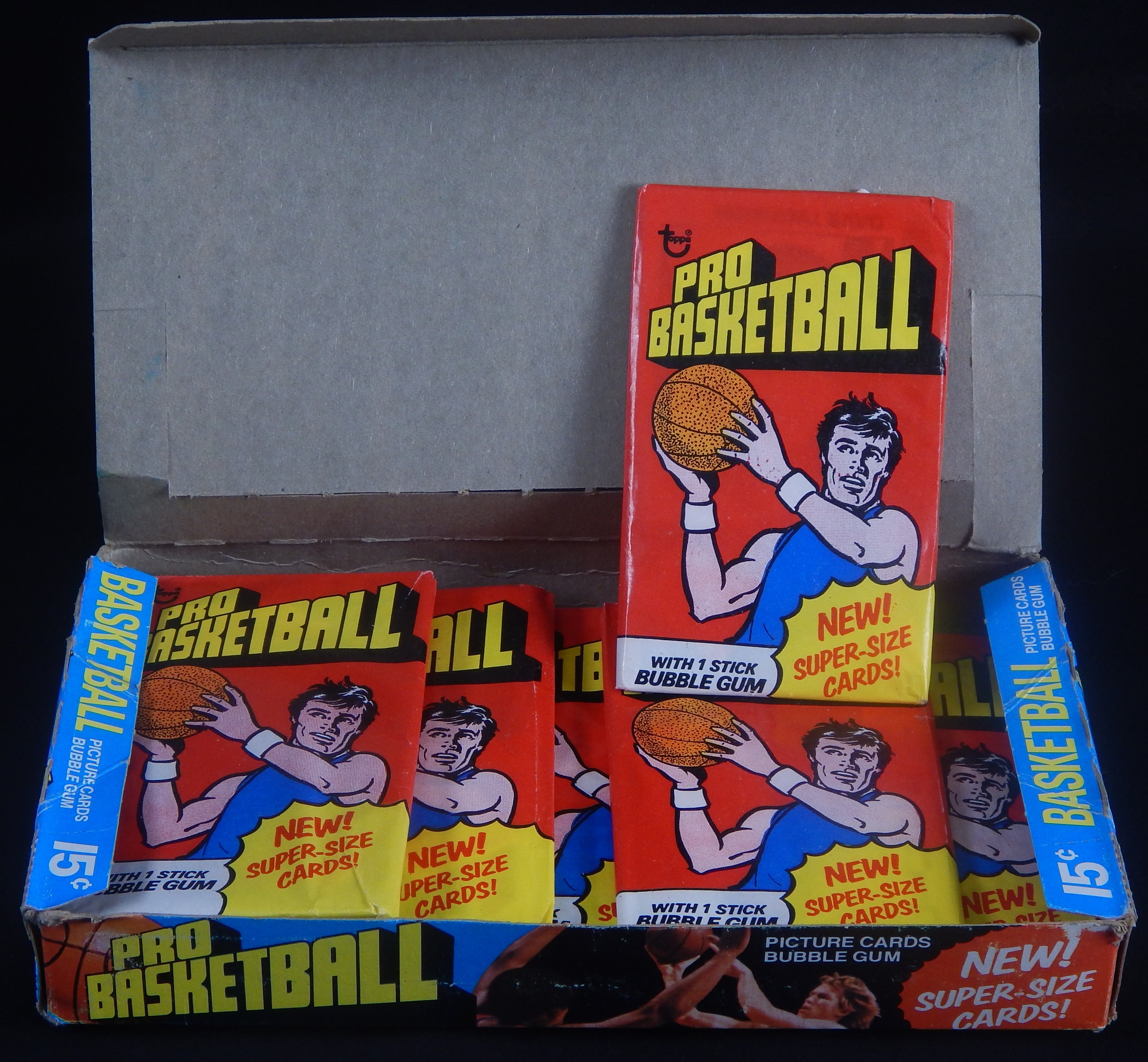 - 1976/77 Topps Basketball Display Box with 13 Wax Packs