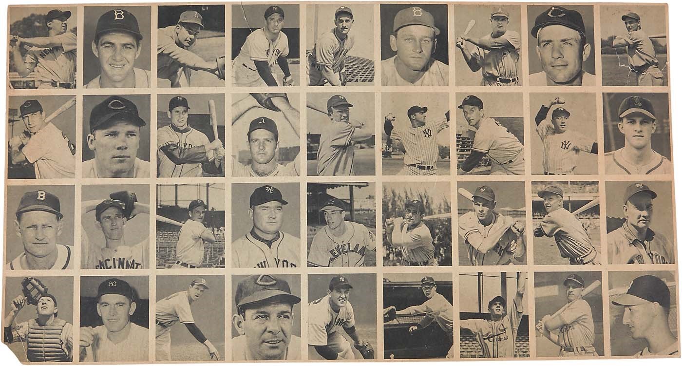 1948 Bowman Uncut Sheet of 36 Cards with Musial, Feller and Berra Rookie Cards