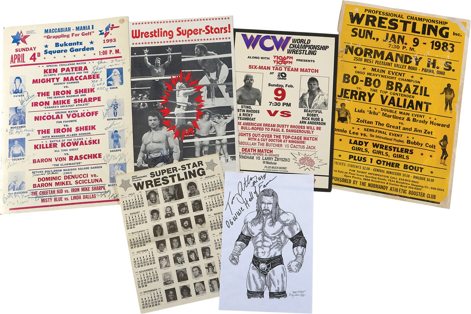 Vintage Wrestling Posters w/Andre The Giant (5)