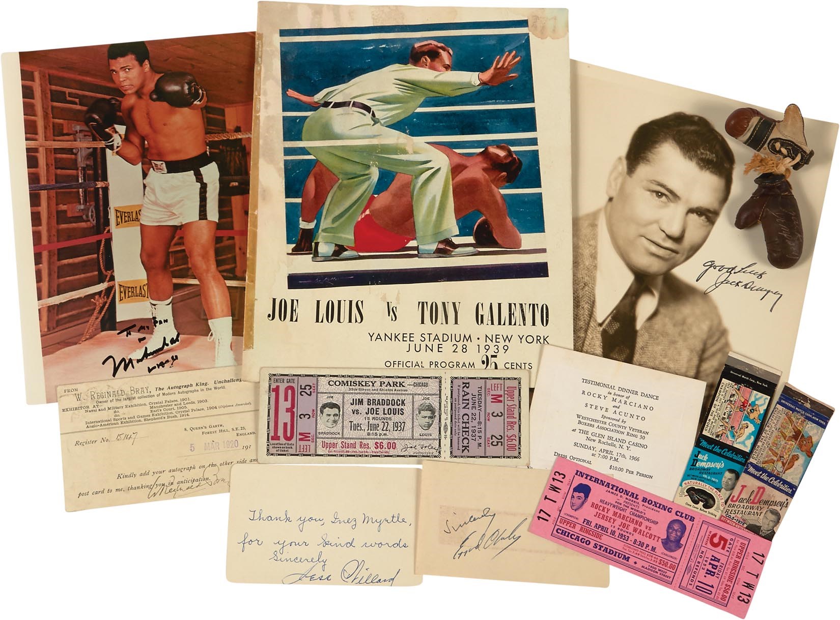 Boxing Legends Collection with Louis Program, Autographs & Tickets (12)