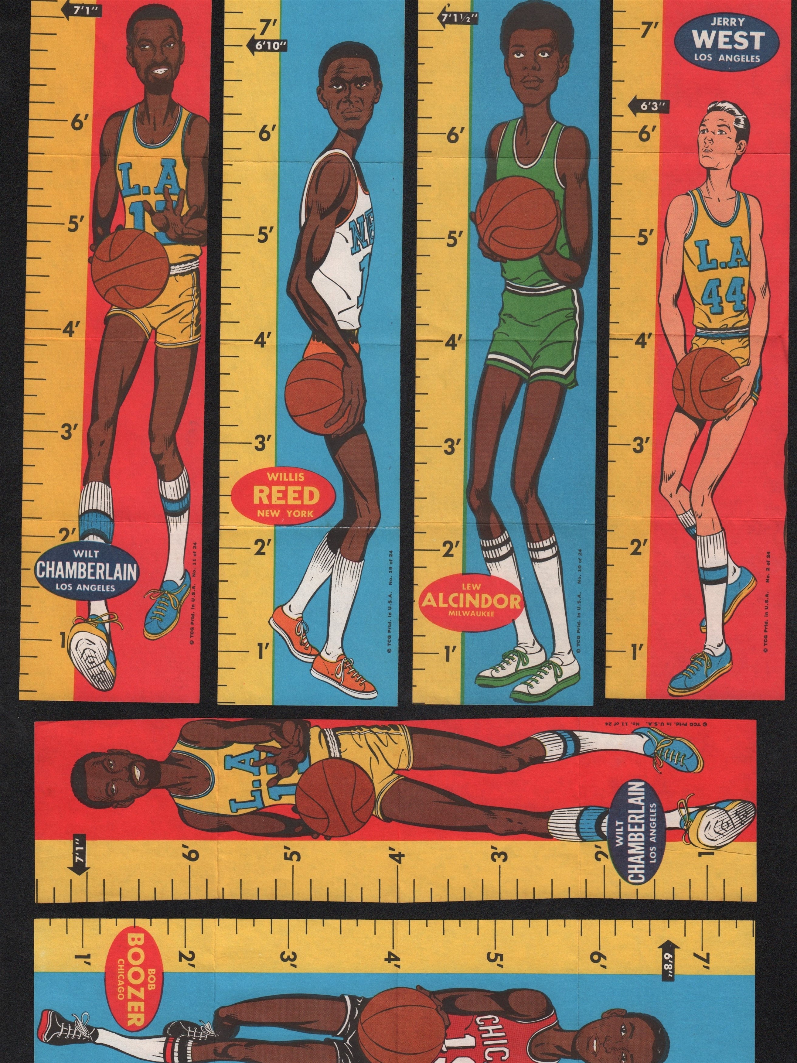 - 1969 Topps Basketball Rulers Complete Set (23/23) Plus an extra Chamberlain and Hudson