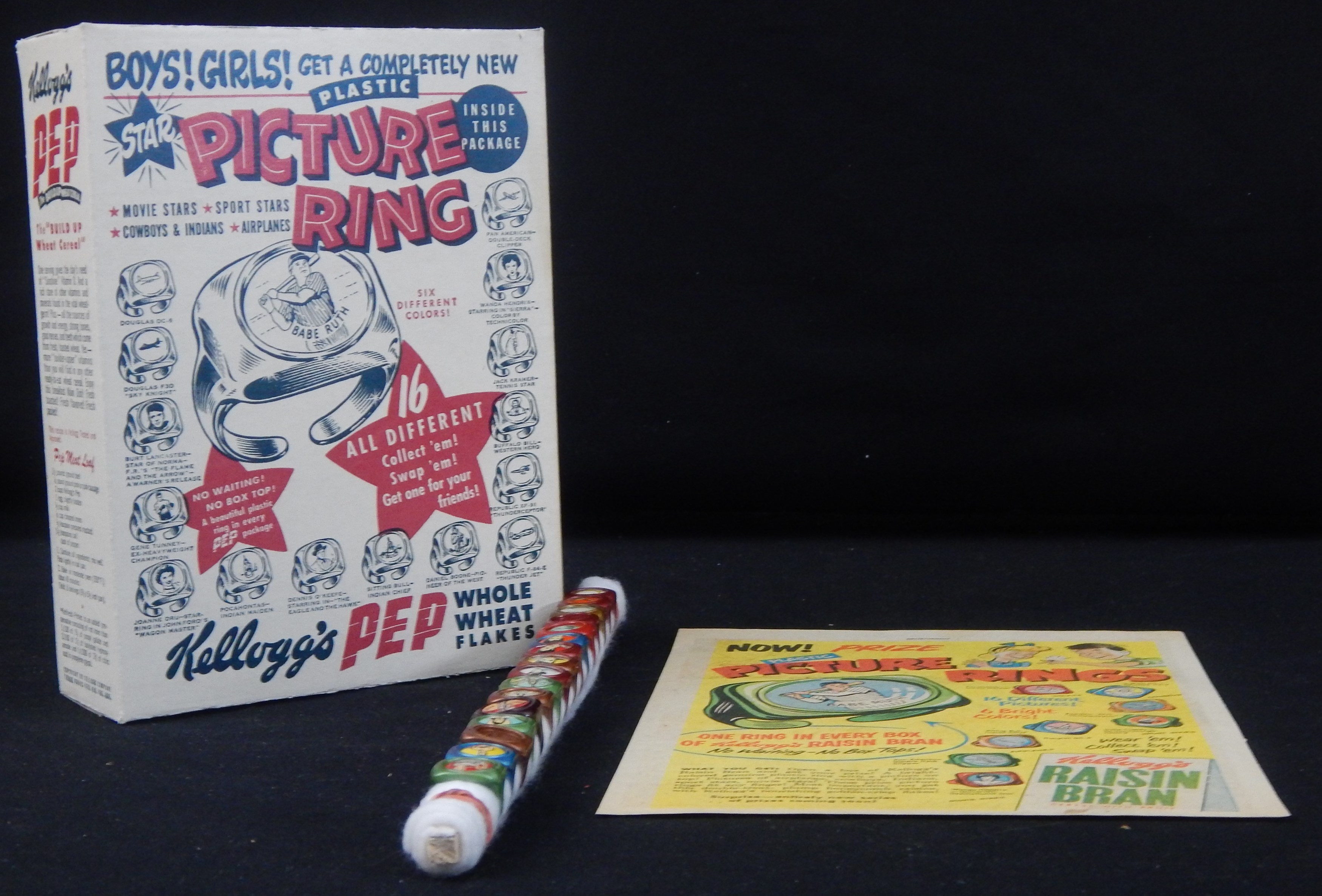 - Babe Ruth 1951 Kellogg's Premium Ring Complete Set & Original Cereal Box
