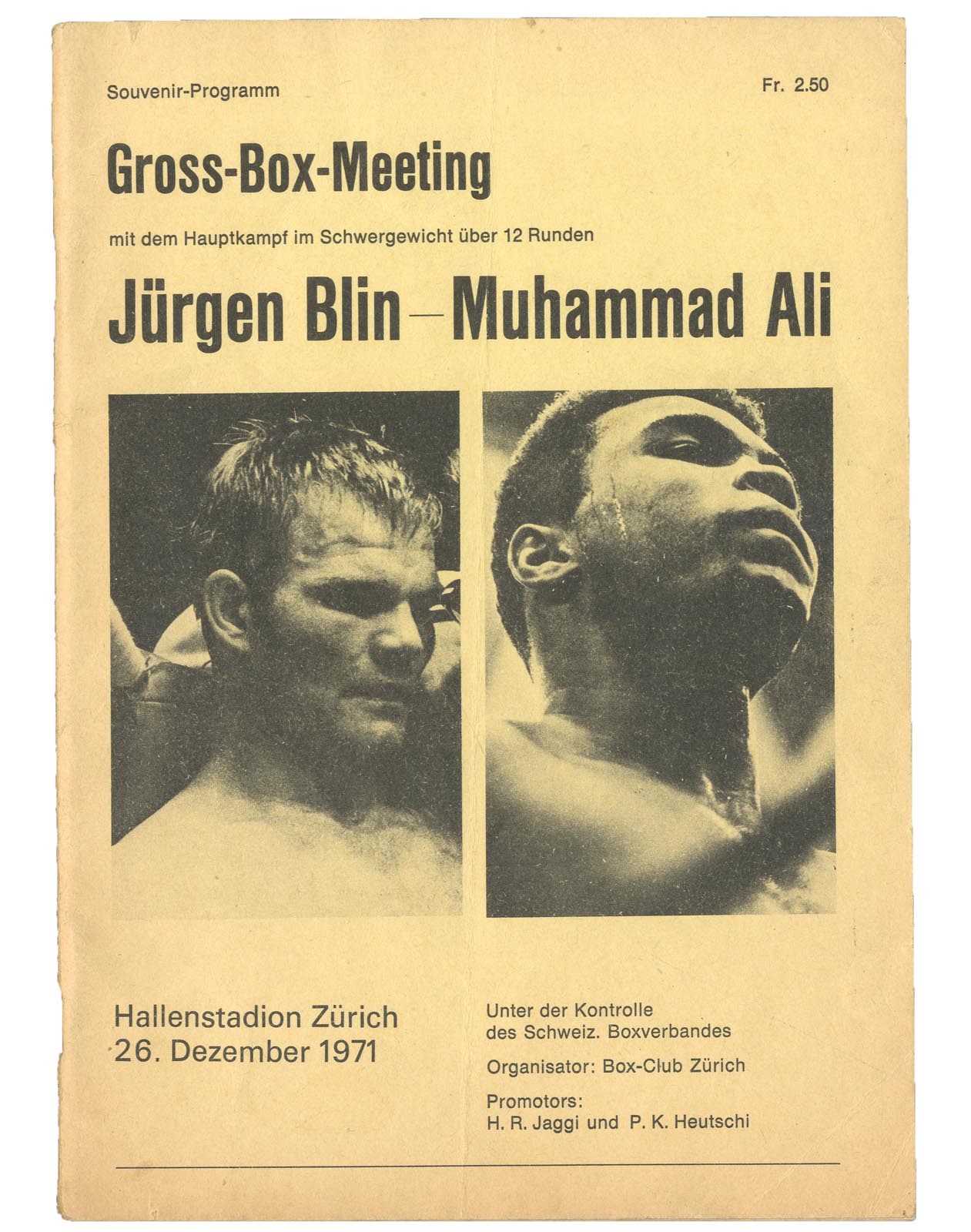 Muhammad Ali & Boxing - Rare 1971 Muhammad Ali v. Jurgen Blin On-Site Program