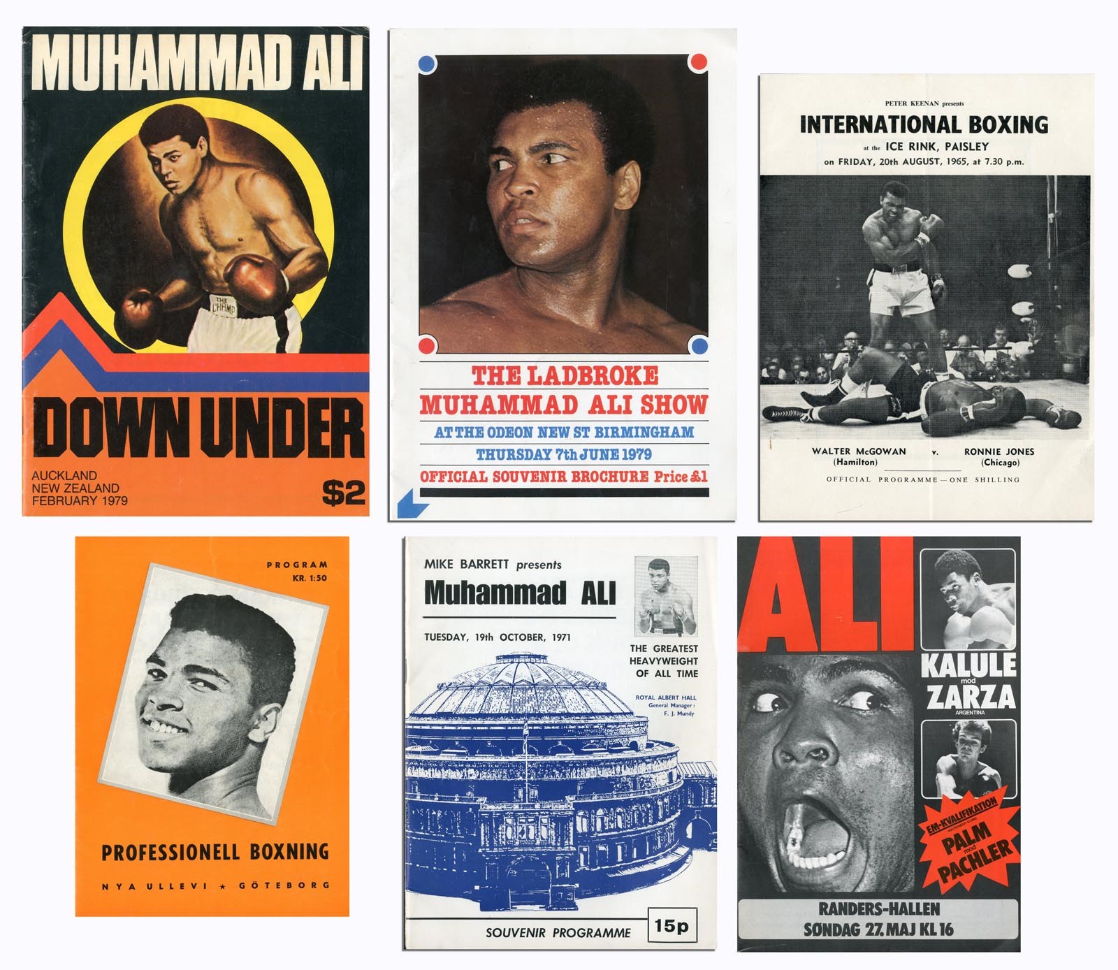 Muhammad Ali & Boxing - 1965-79 Cassius Clay & Muhammad Ali Exhibition Programs (6)
