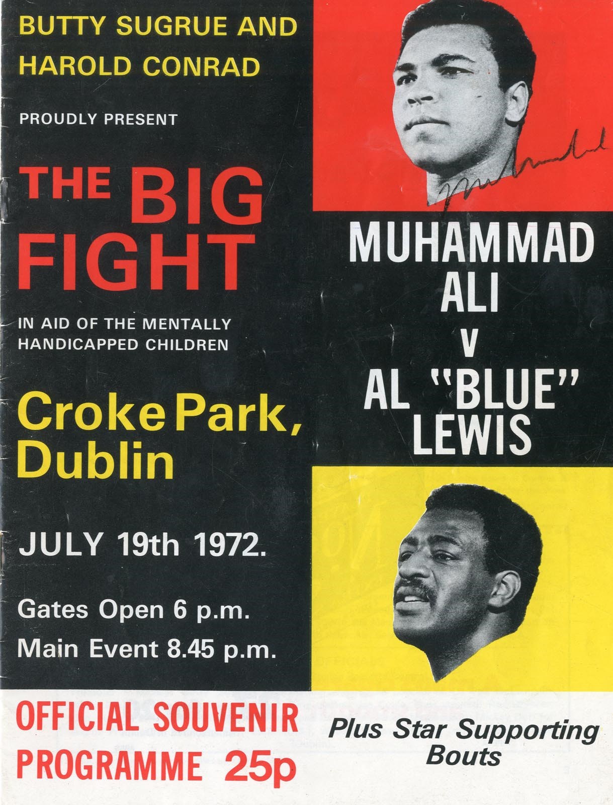 Muhammad Ali & Boxing - 1972 Muhammad Ali Signed On-Site Fight Program vs. Al "Blue" Lewis (PSA)