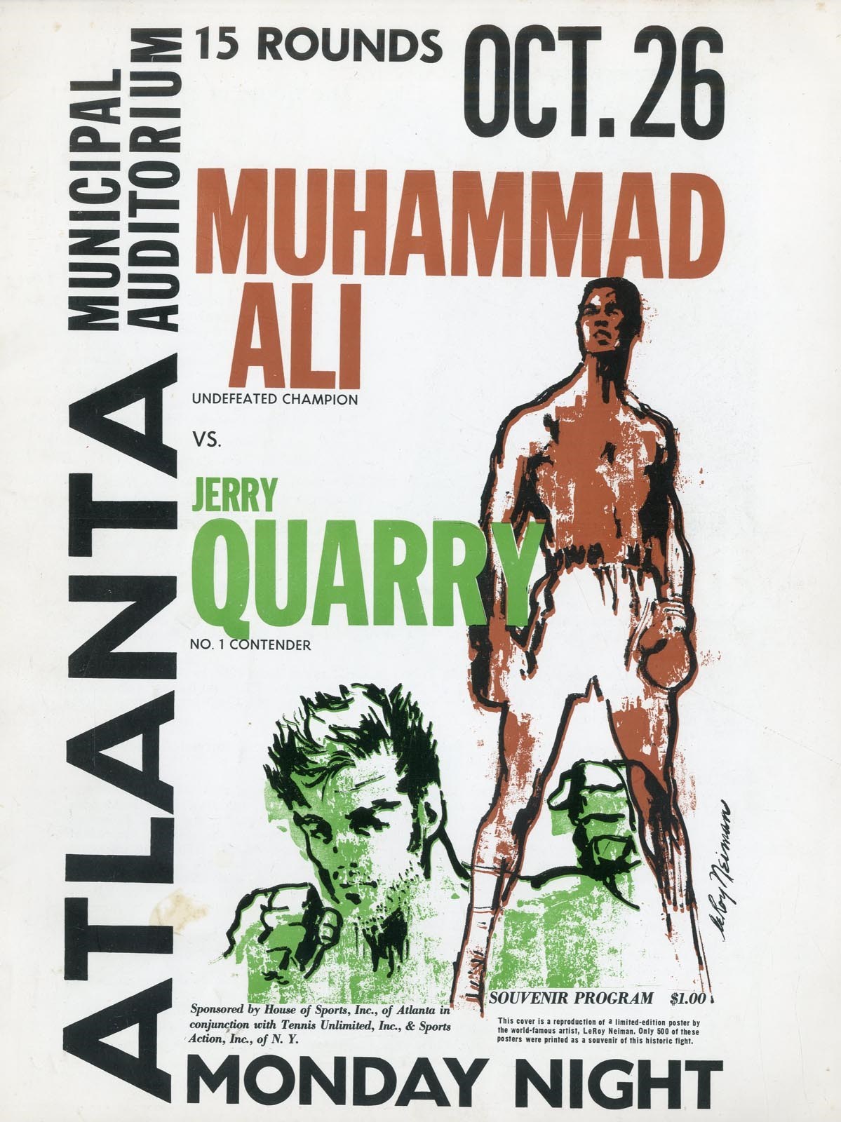 Muhammad Ali & Boxing - 1970 Muhammad Ali vs. Jerry Quarry I On-Site Program