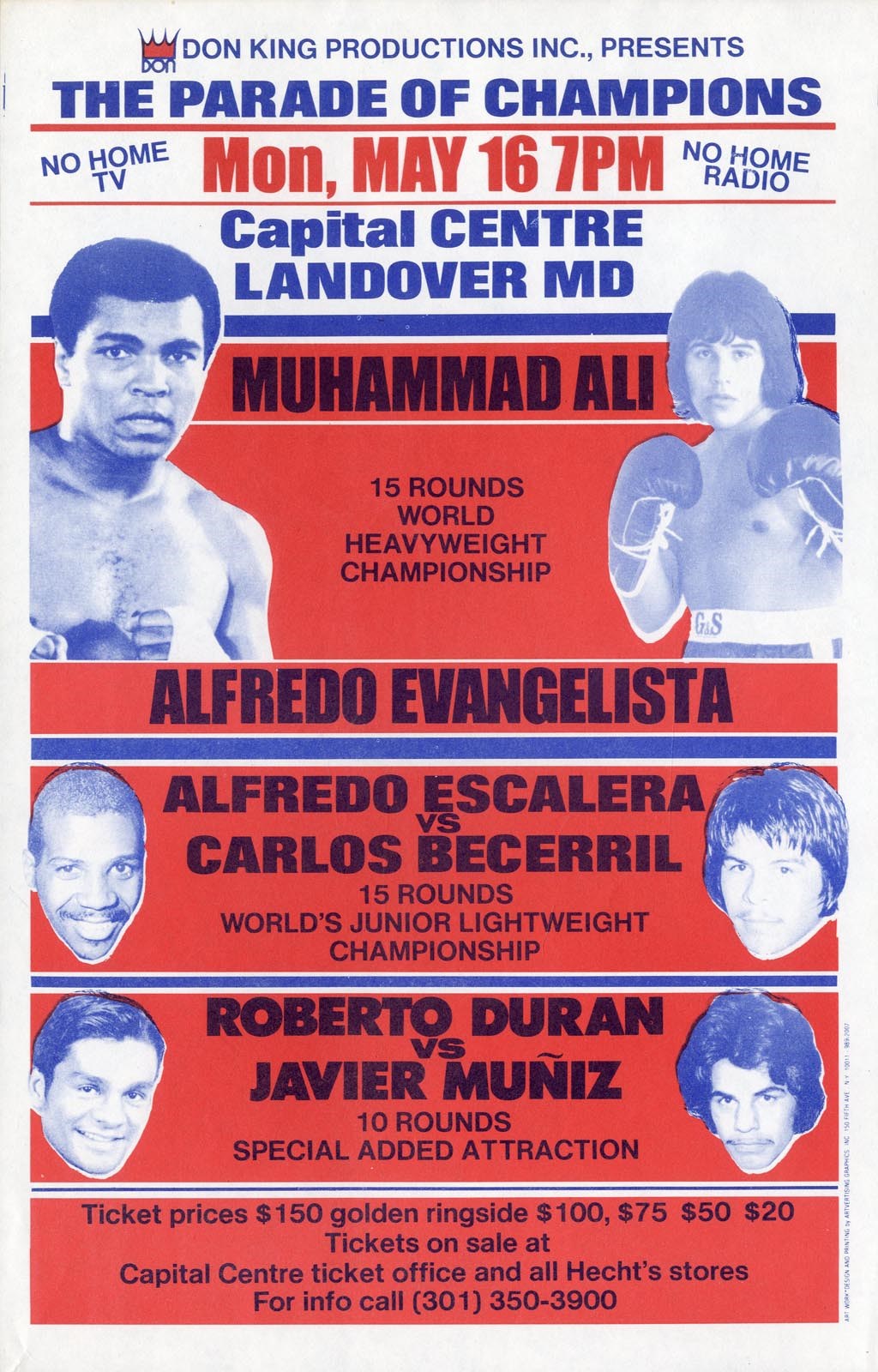1977 Muhammad Ali vs. Alfredo Evangelista On-Site Program