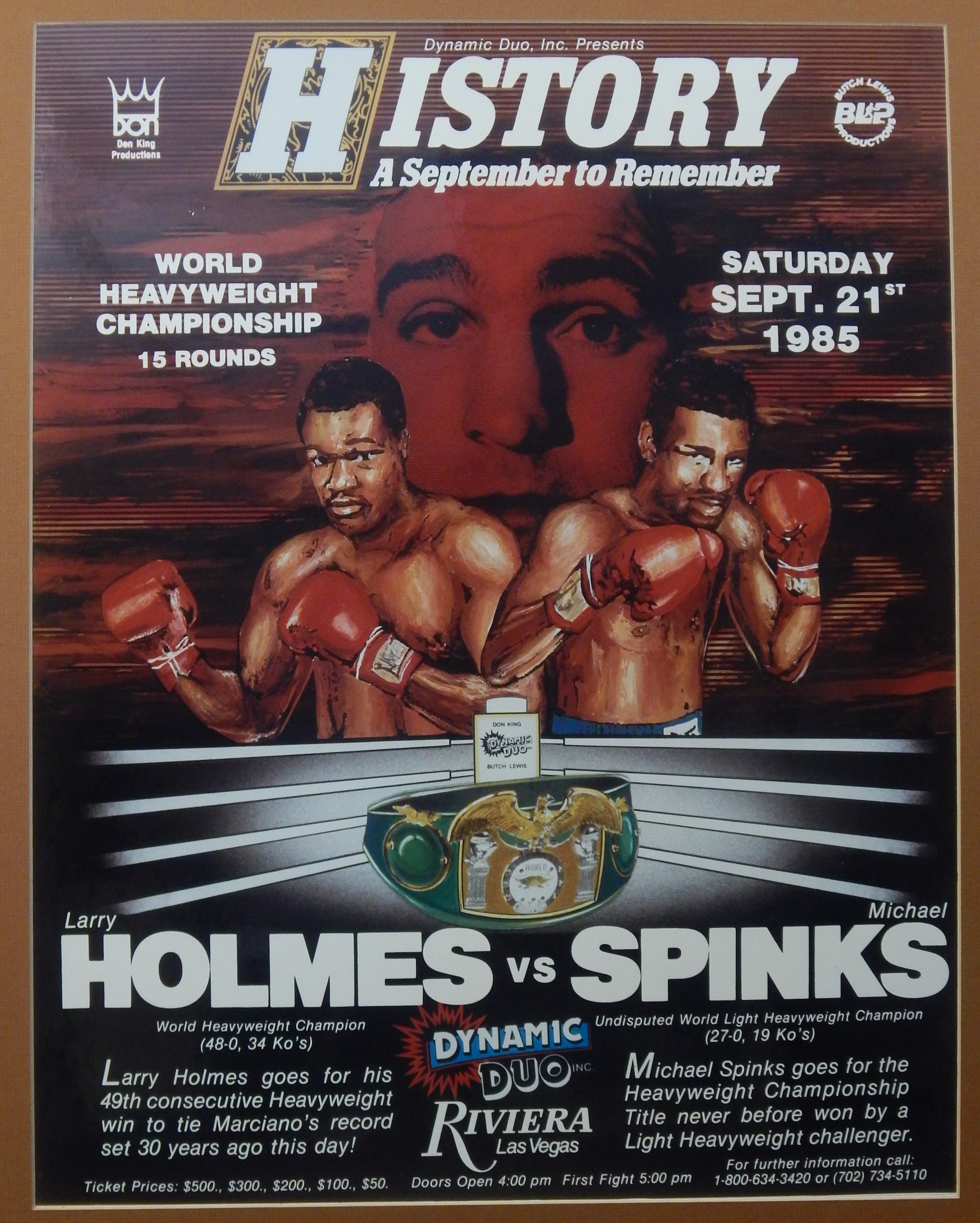 - Three Larry Holmes On-Site Fight Posters (1 Signed) Plus Original Painting