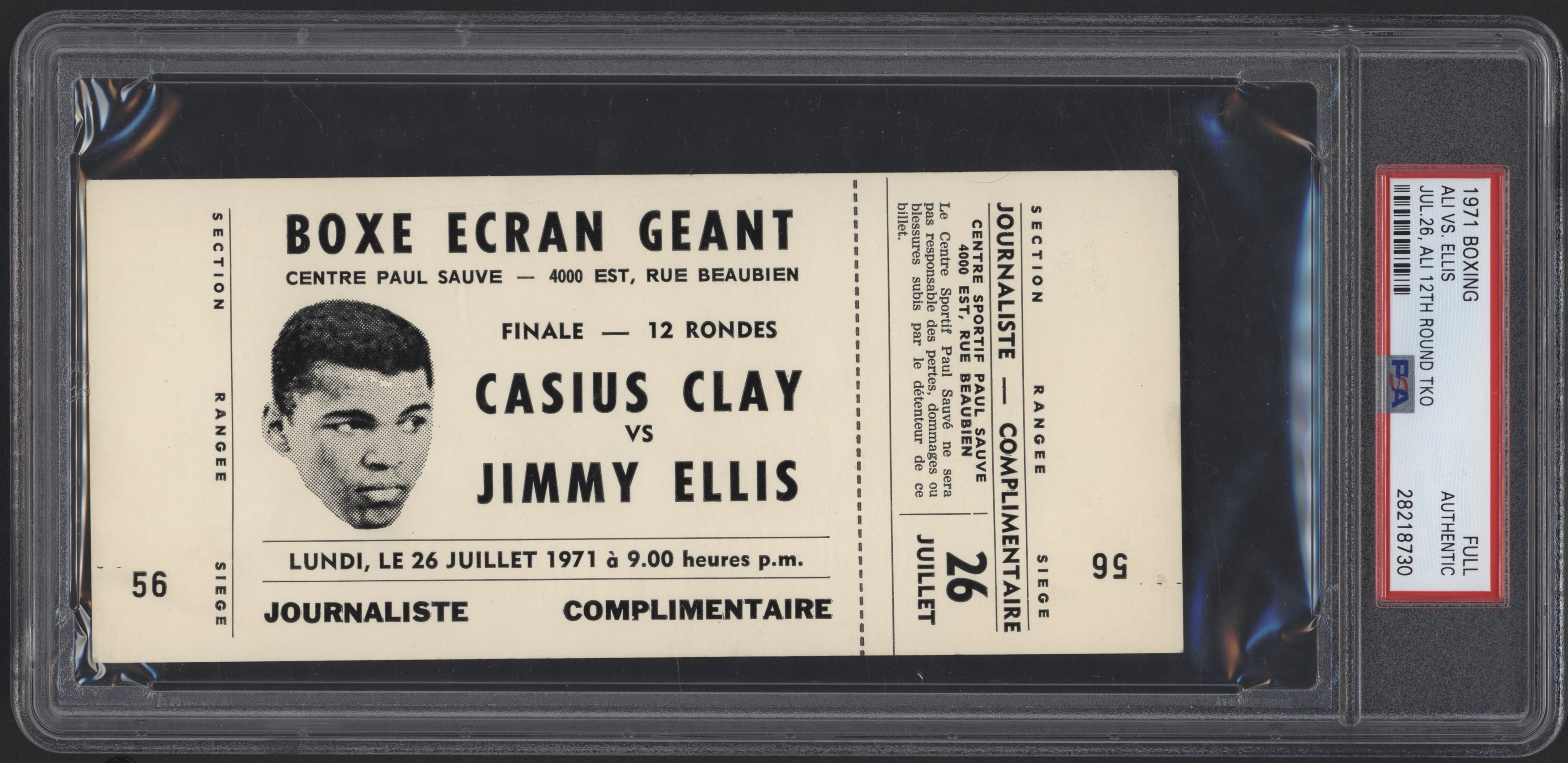 - 1971 Cassius Clay vs. Jimmy Ellis Full Press Ticket